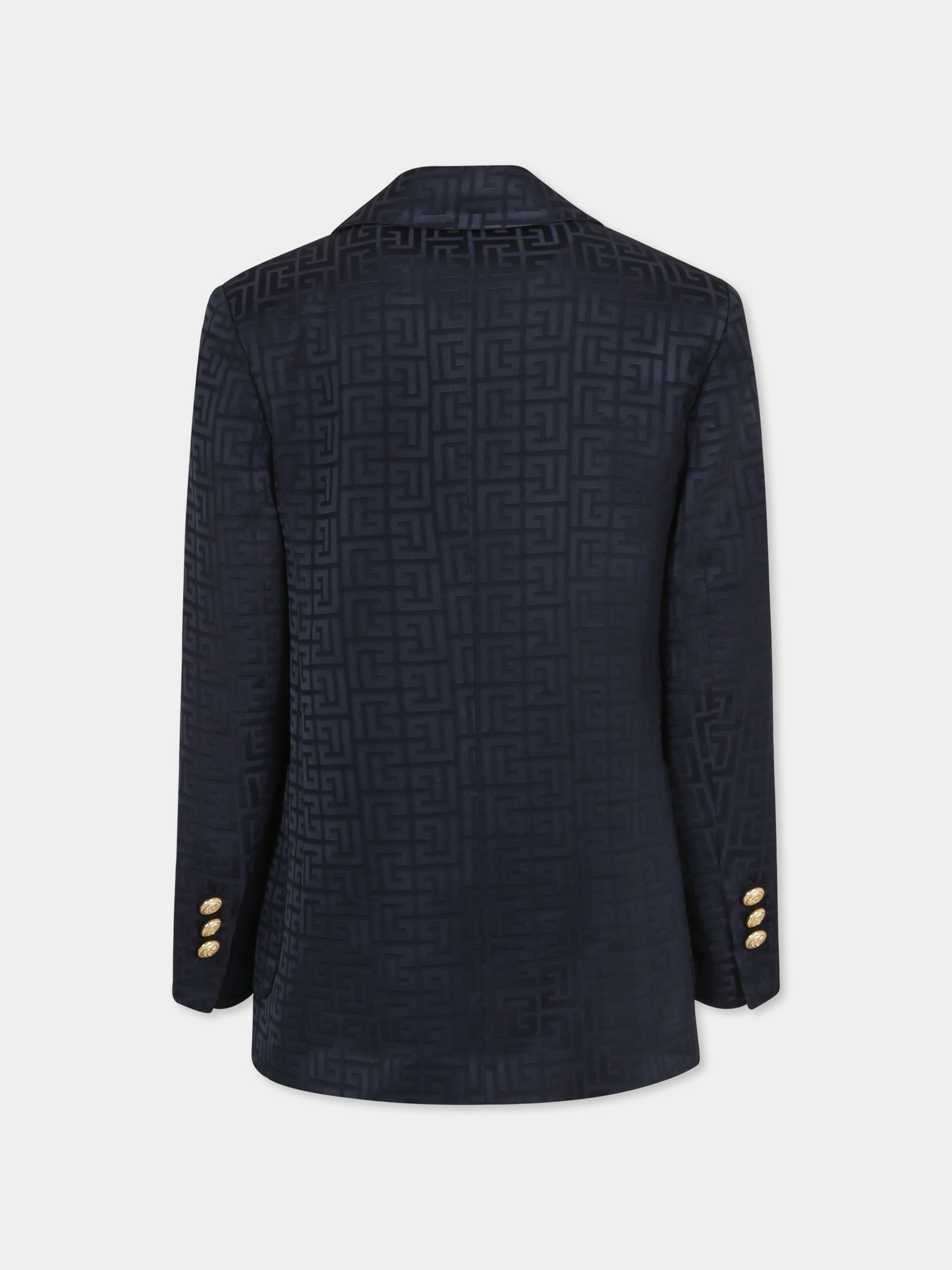 Giacca blu per bambino con iconico labirinto,Balmain Kids,BW2Q34 S0192 60K