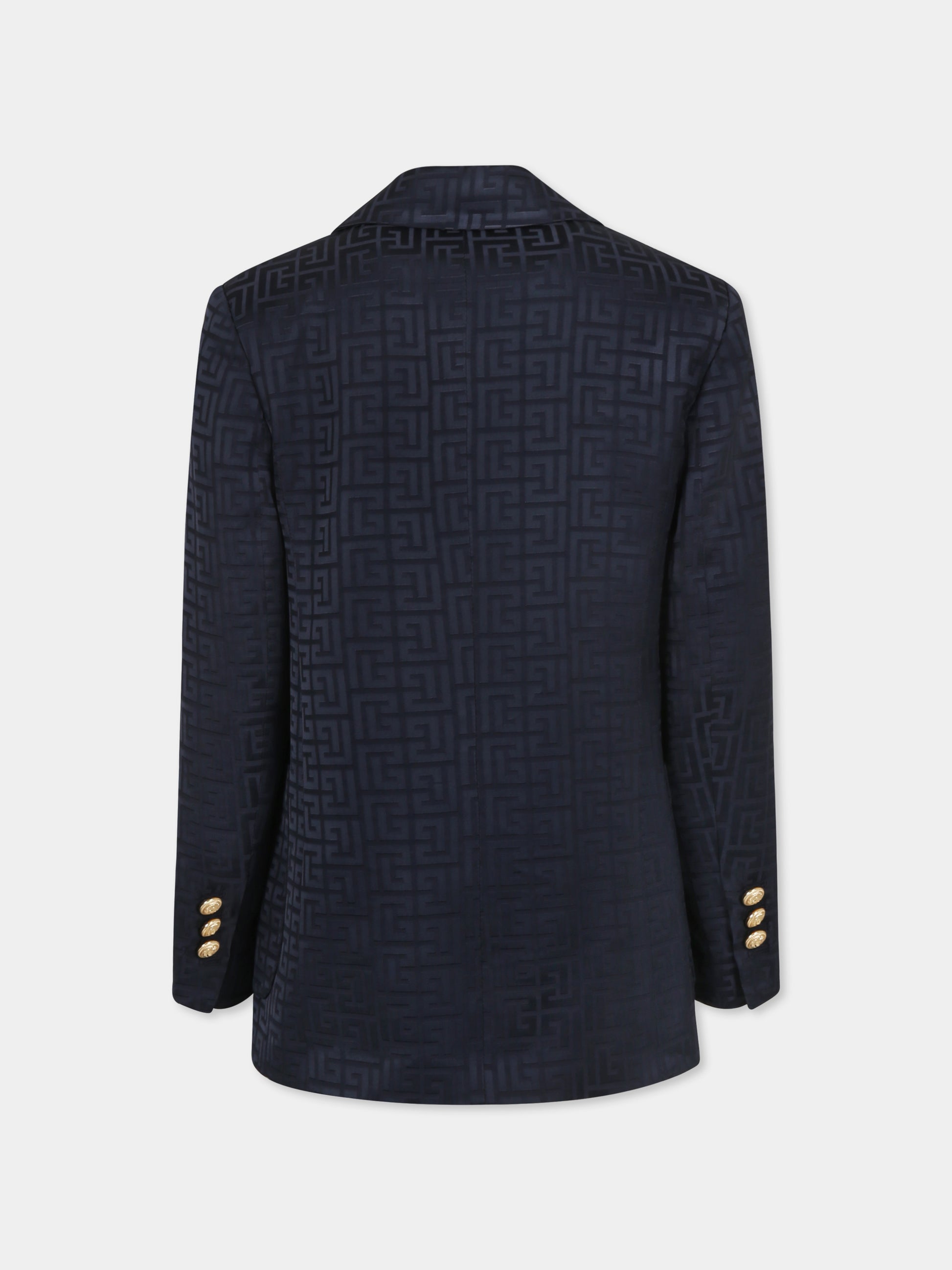 Giacca blu per bambino con iconico labirinto,Balmain Kids,BW2Q34 S0192 60K