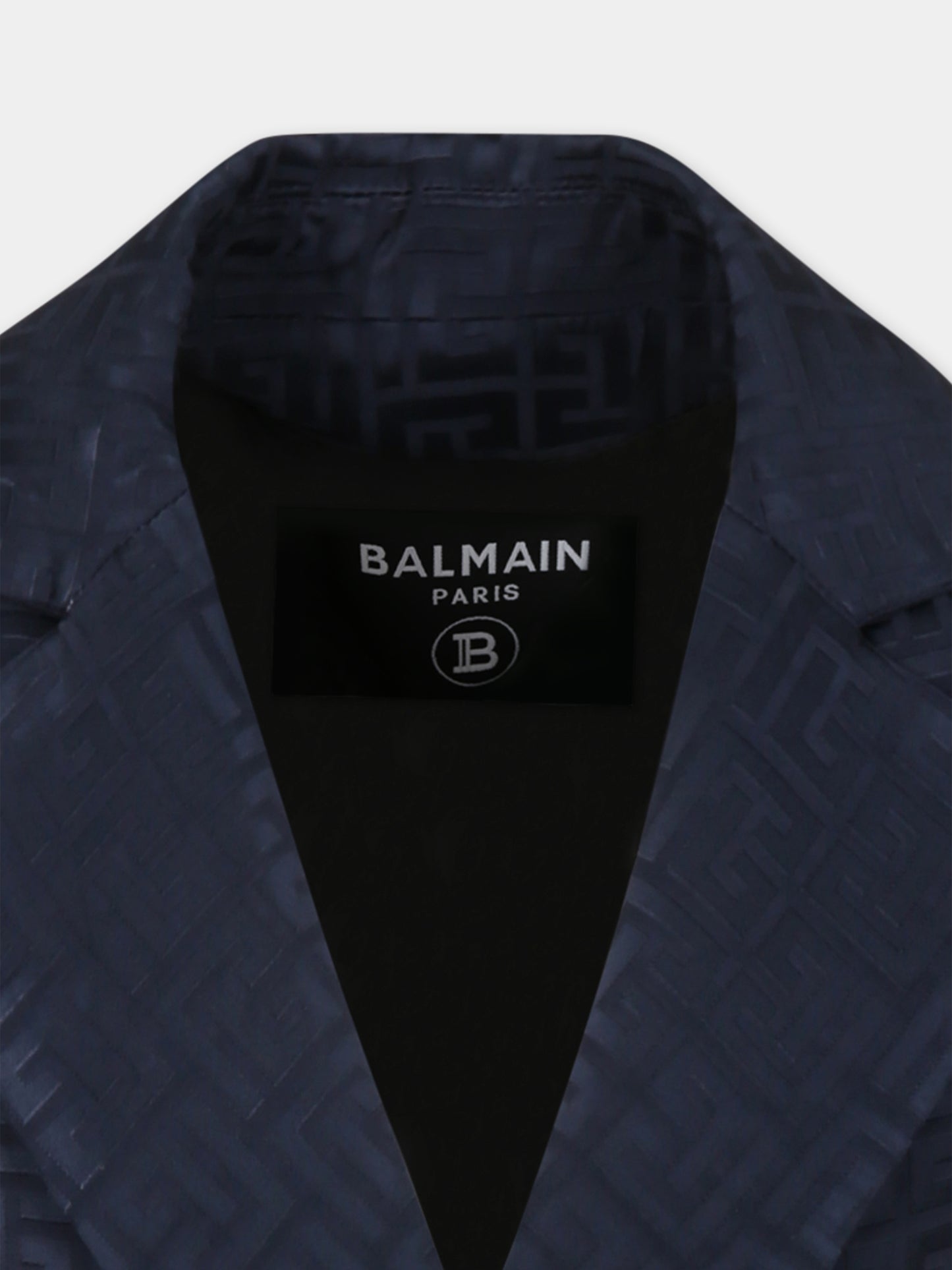 Giacca blu per bambino con iconico labirinto,Balmain Kids,BW2Q34 S0192 60K