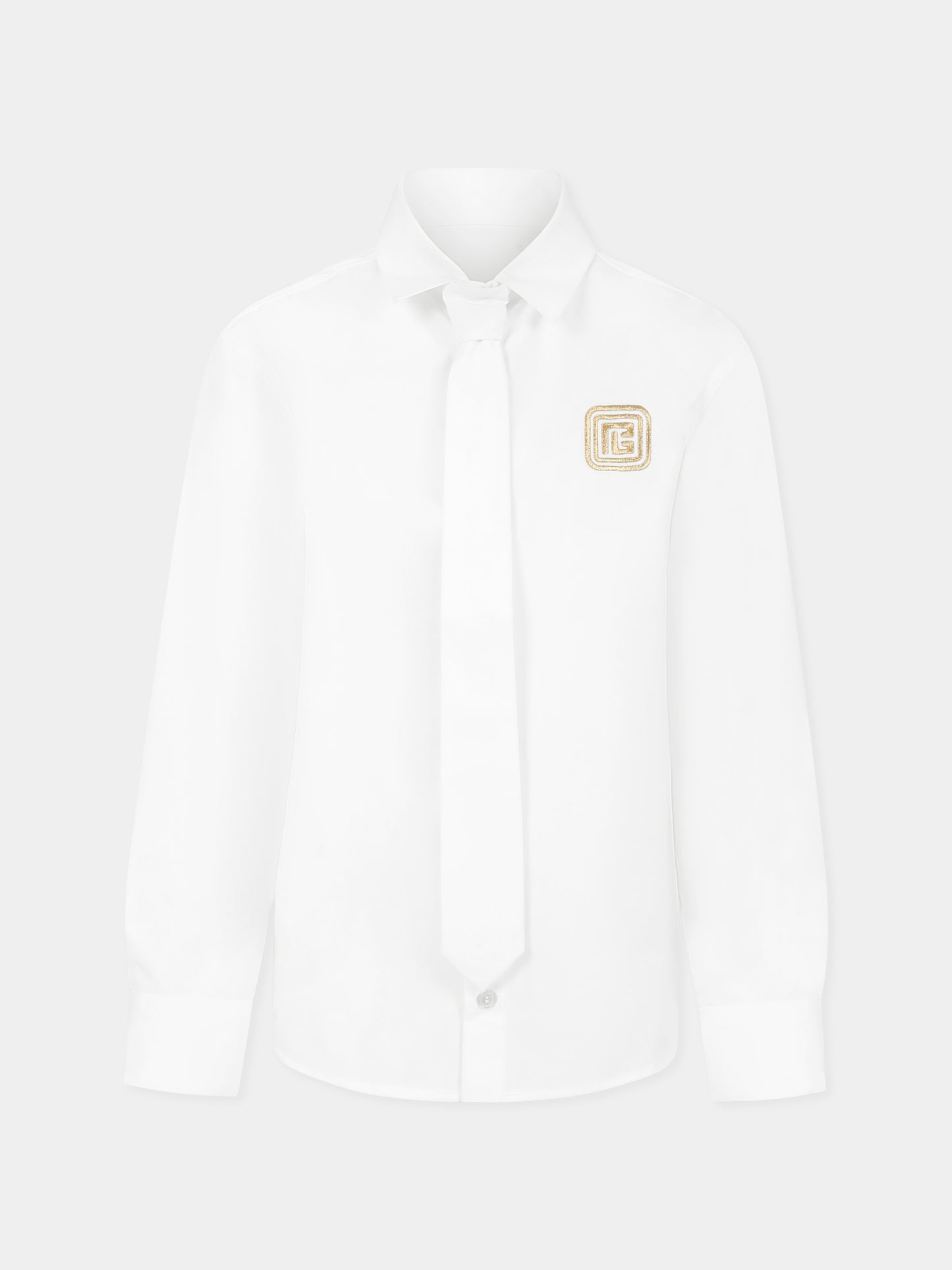 Camicia bianca per bambino con iconico labirinto,Balmain Kids,BW5P10 P0479 100OR
