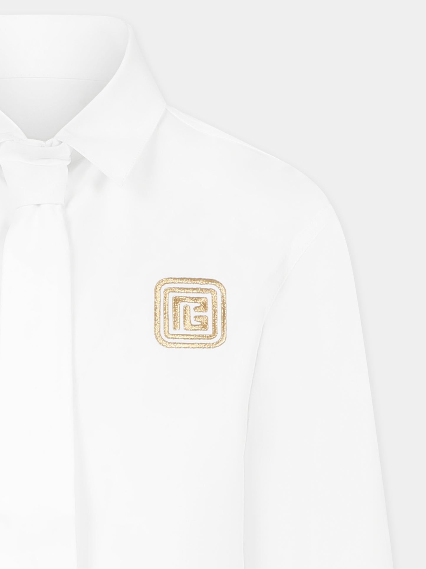 Camicia bianca per bambino con iconico labirinto,Balmain Kids,BW5P10 P0479 100OR