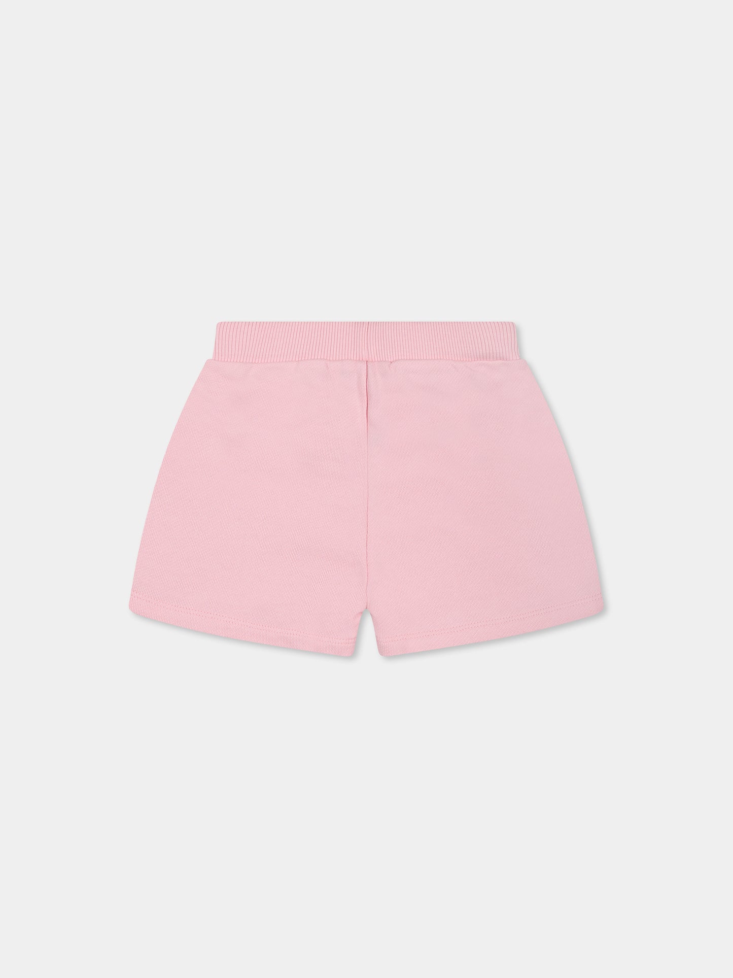 Short rose pour bébé fille avec boutons
