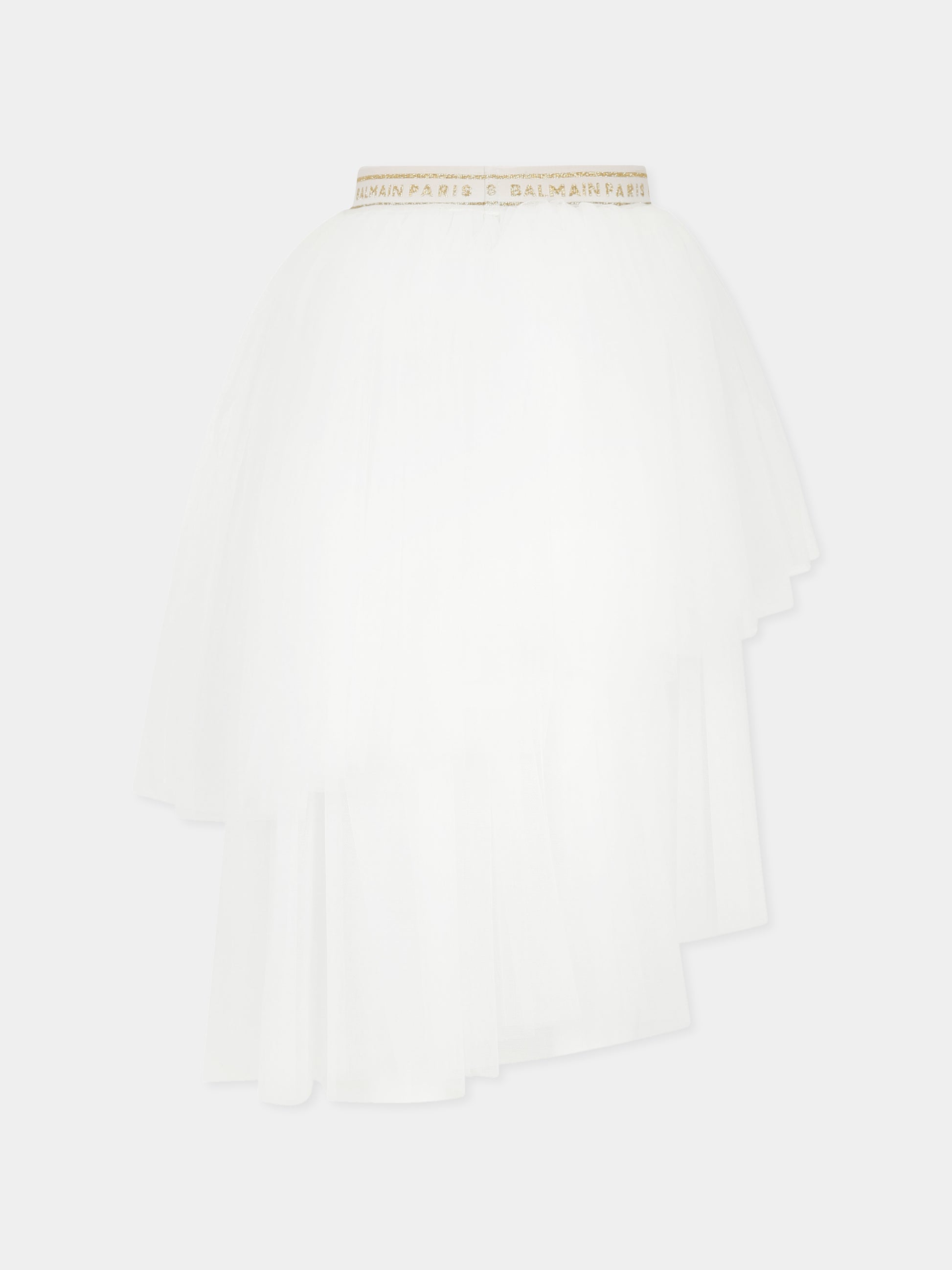 Gonna bianca per bambina con logo,Balmain Kids,BW7A11 T0002 102OR