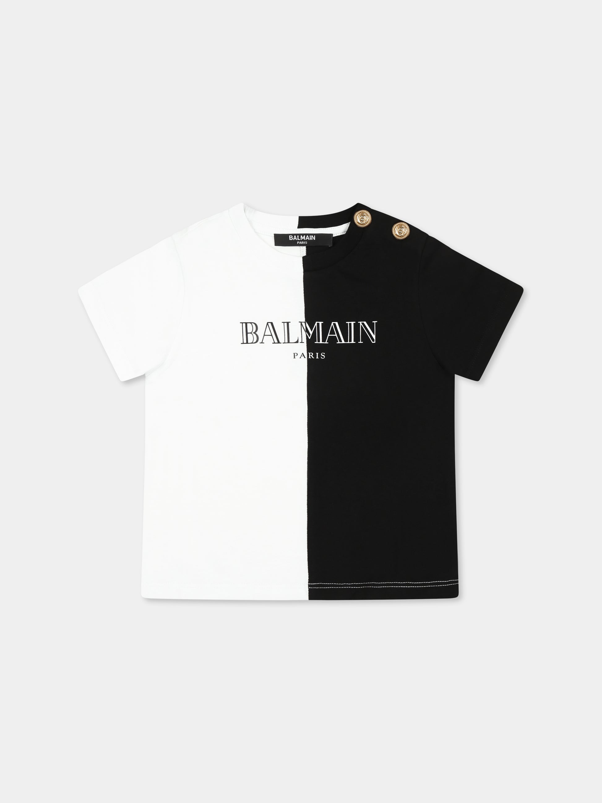 T-shirt multicolor per neonati con logo a contrasto,Balmain Kids,BW8561 Z0082 100NE