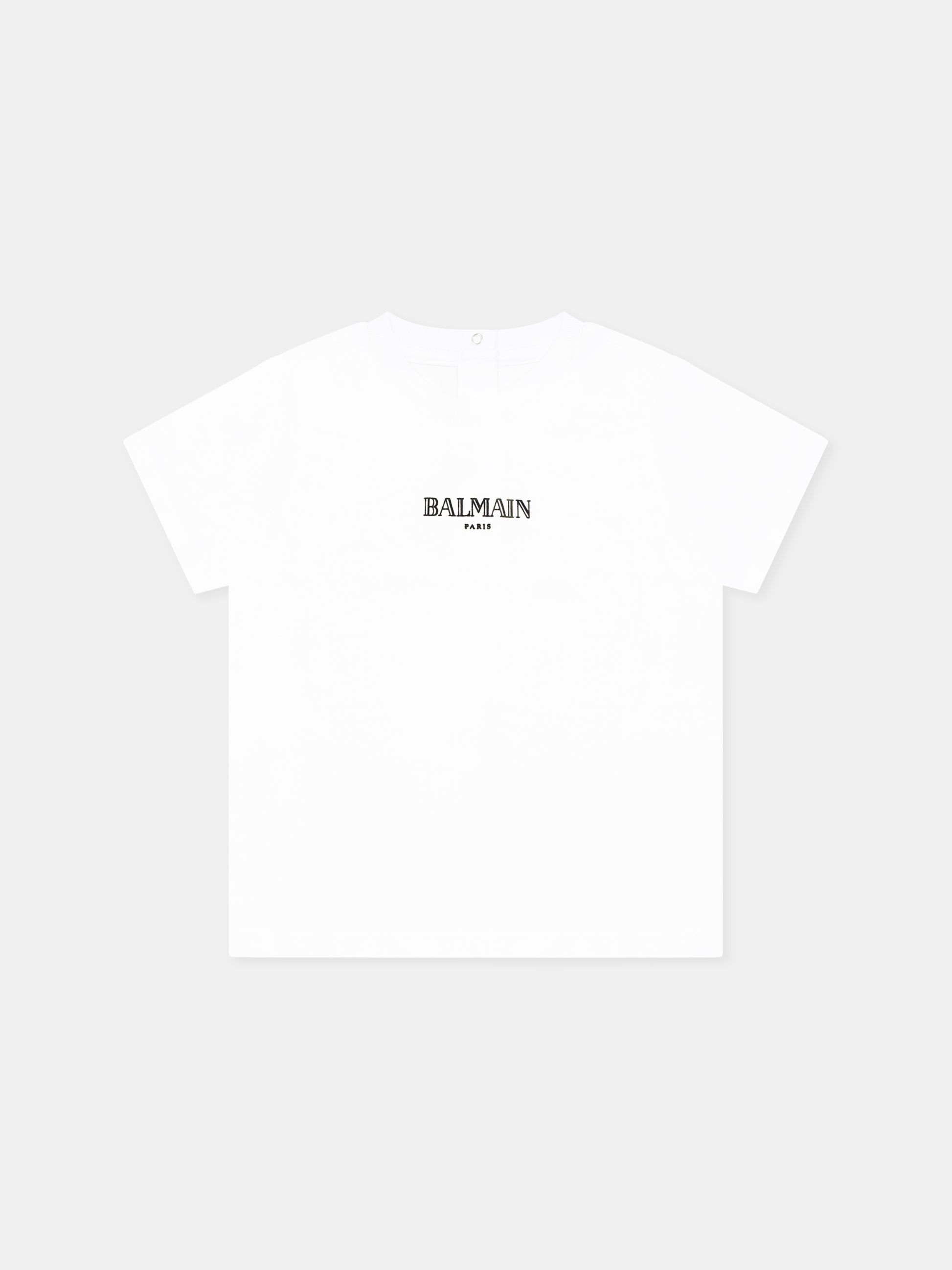 T-shirt bianca per neonati con logo,Balmain Kids,BW8601 Z1751 100NE
