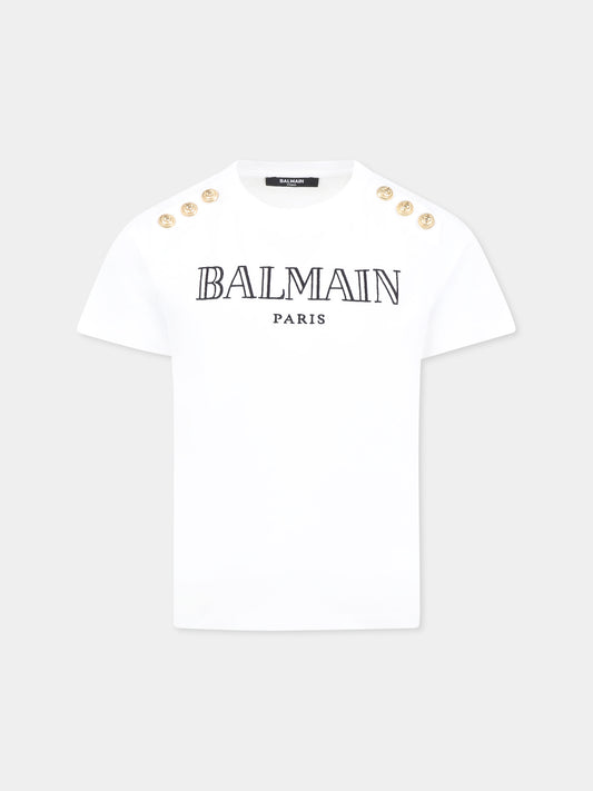 T-shirt blanc pour enfants avec logo