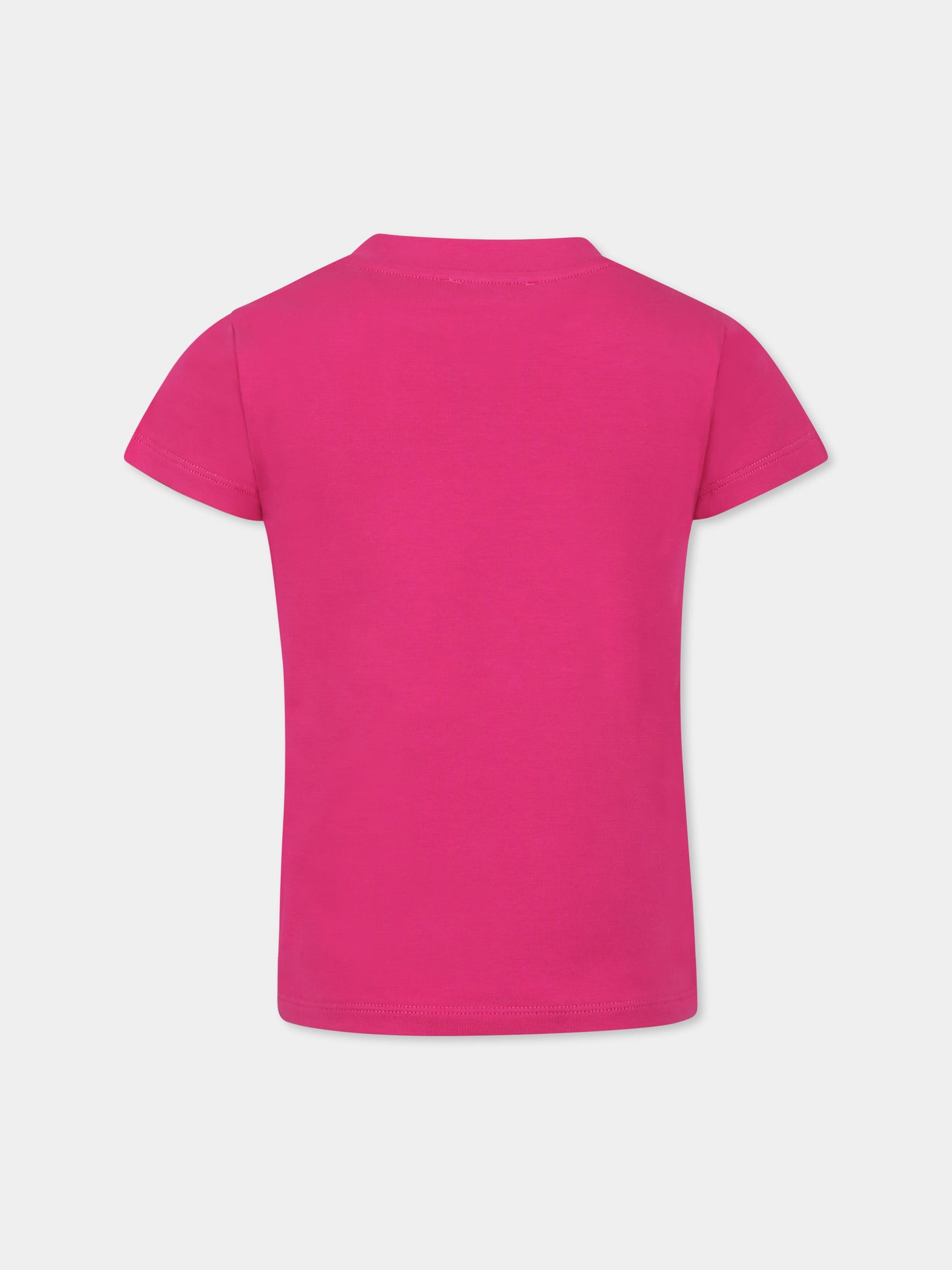 T-shirt fucsia per bambina con logo bianco,Balmain Kids,BW8B01 Z2389 50LBC