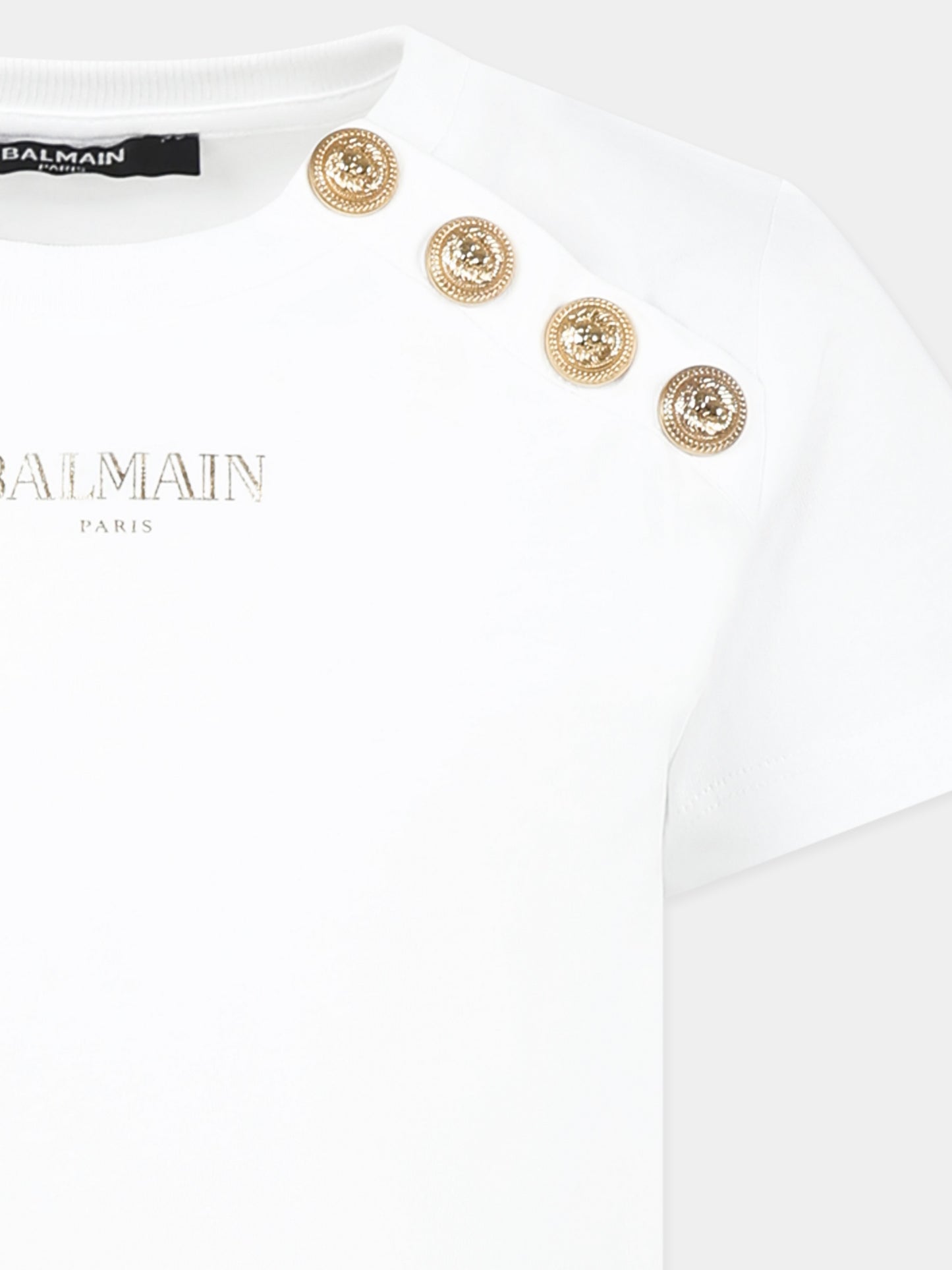 T-shirt blanc pour fille avec logo doré