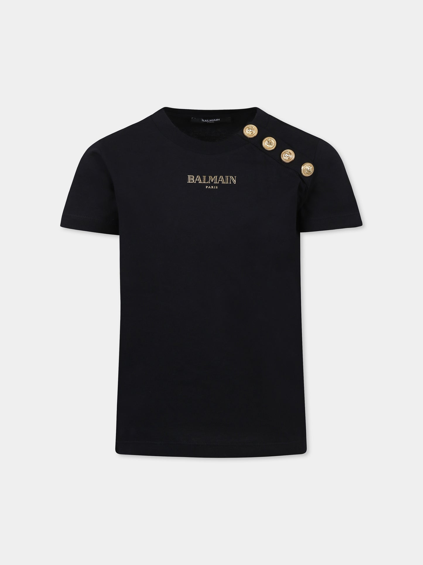 T-shirt noir pour fille avec logo