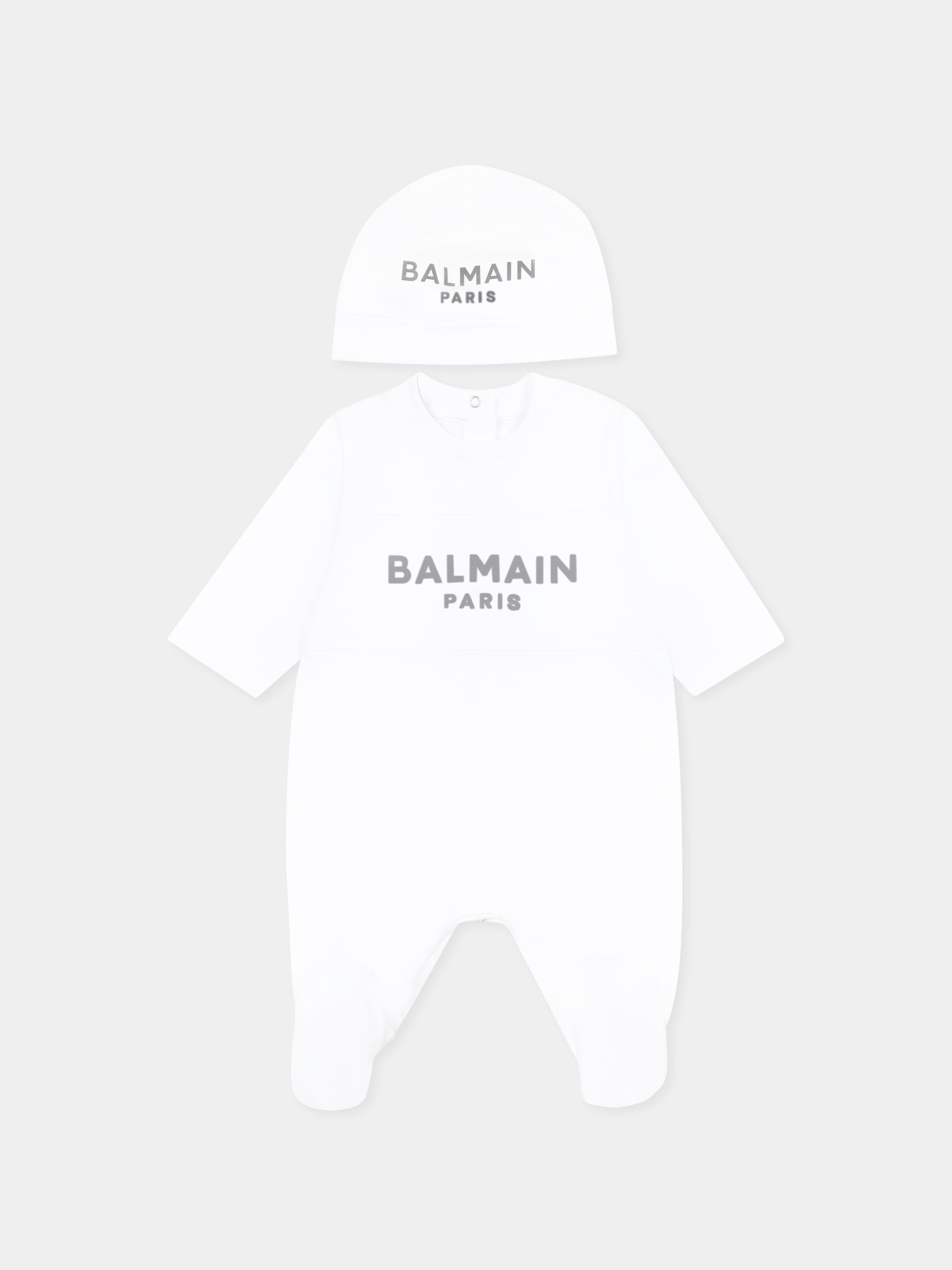 Set tutina bianca per neonati con logo,Balmain Kids,BWB50A Z0082 100AG