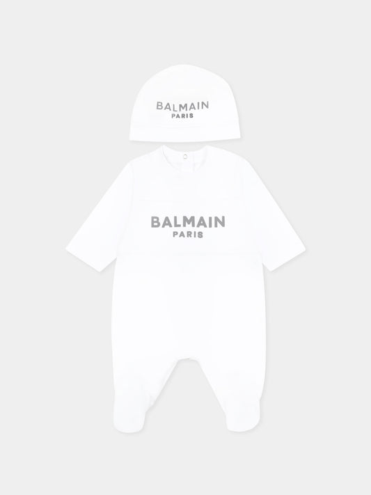 Set tutina bianca per neonati con logo,Balmain Kids,BWB50A Z0082 100AG