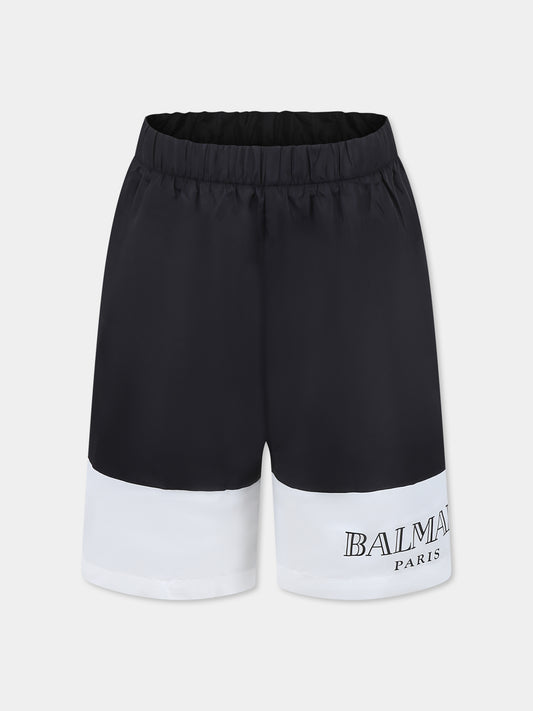 Short de bain noir pour garçon avec logo