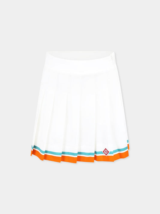 Gonna bianca per bambina con patch,Casablanca,KS25 SK 153 01 EX