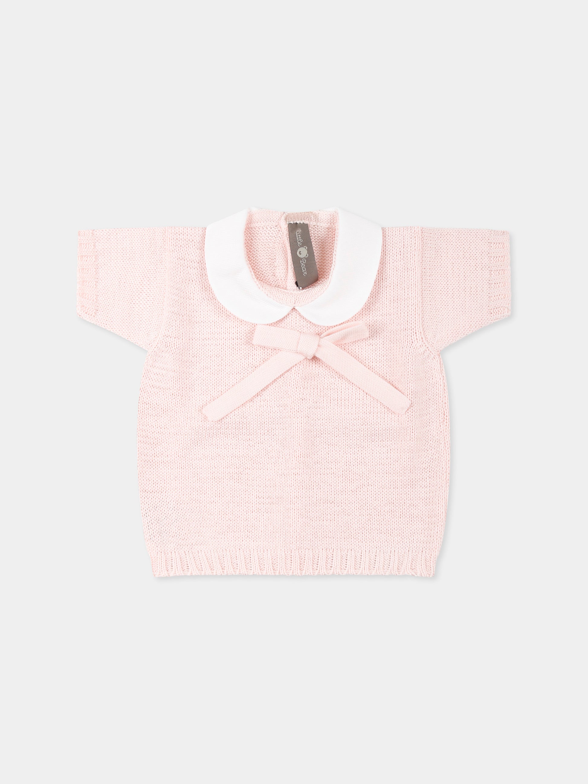 Maglione rosa per neonata con fiocco,Little Bear,1010 CIPRIA