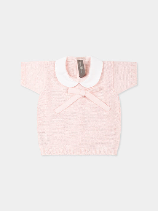 Maglione rosa per neonata con fiocco,Little Bear,1010 CIPRIA