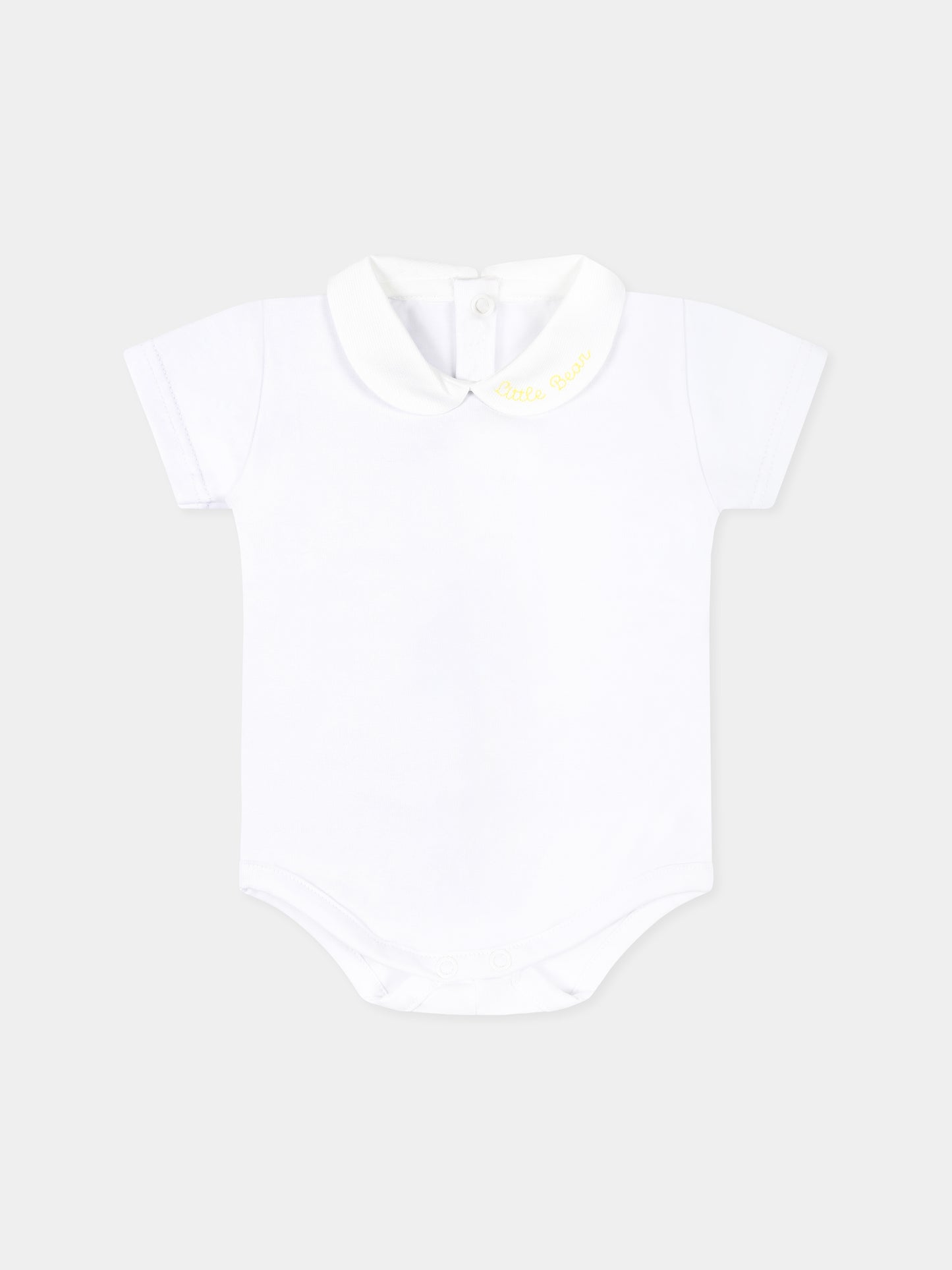 Body bianco per neonati con logo,Little Bear,8020 BIANCO/GIALLO