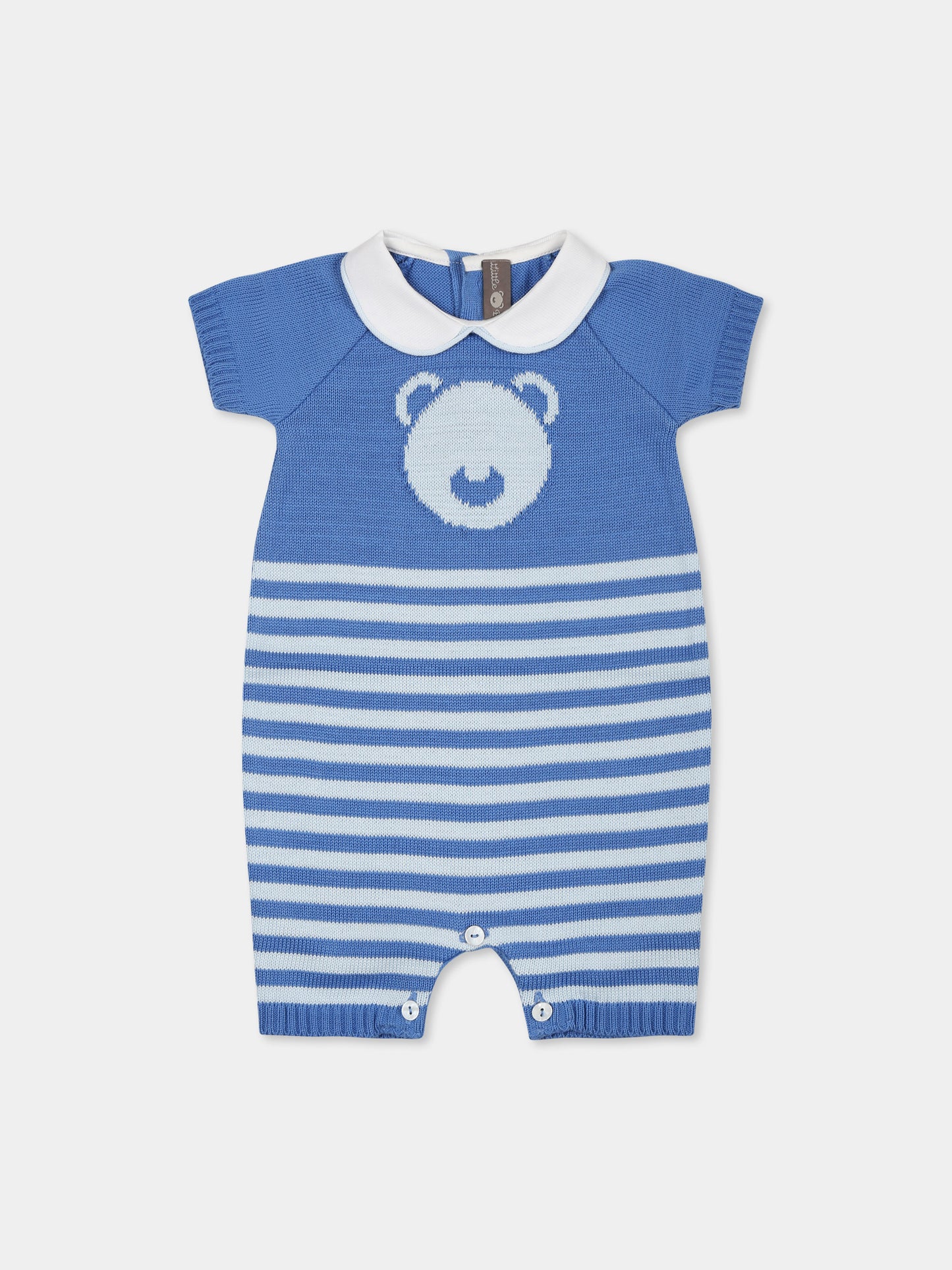 Barboteuse bleu clair pour bébé garçon avec ours