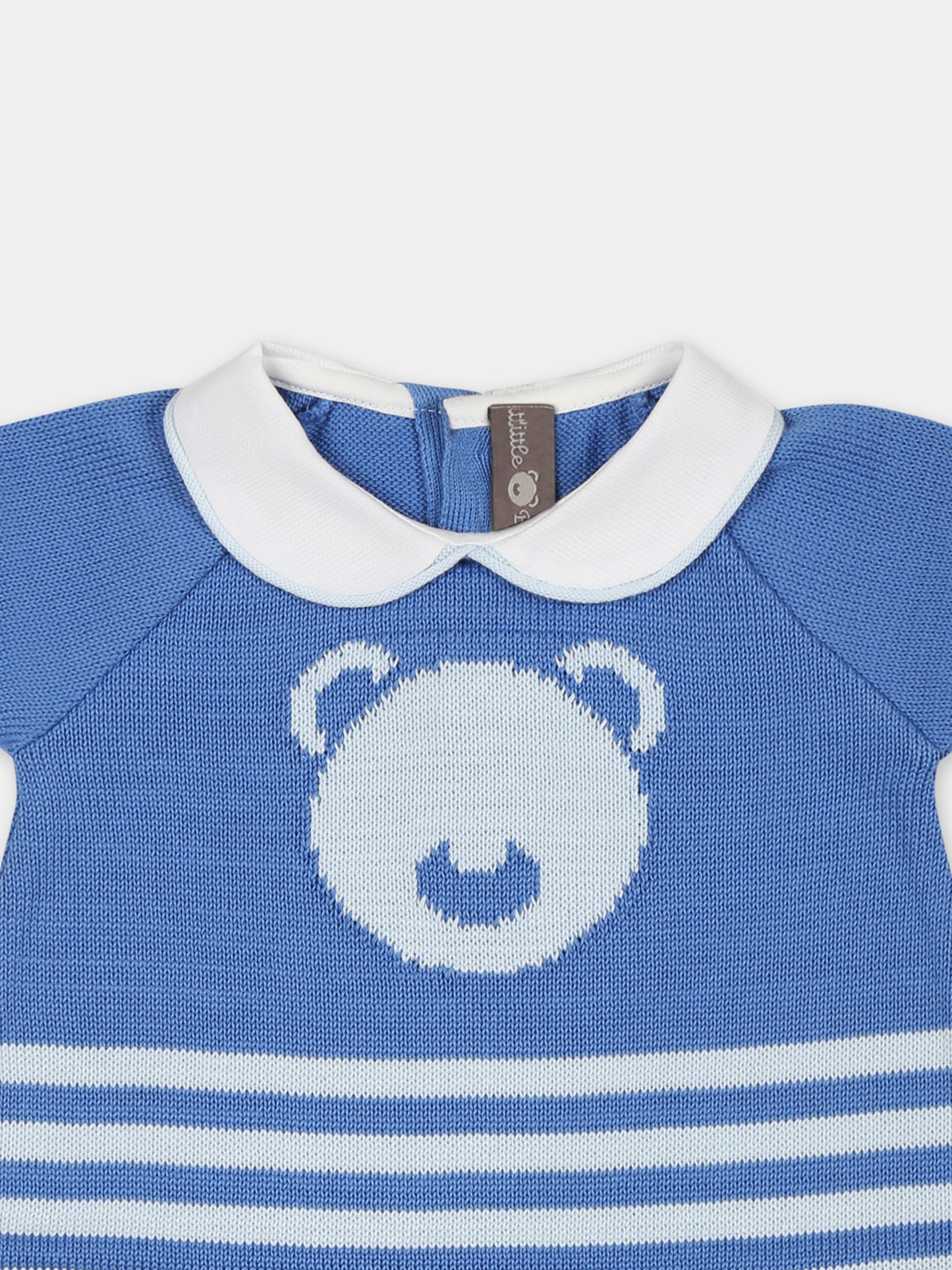 Barboteuse bleu clair pour bébé garçon avec ours