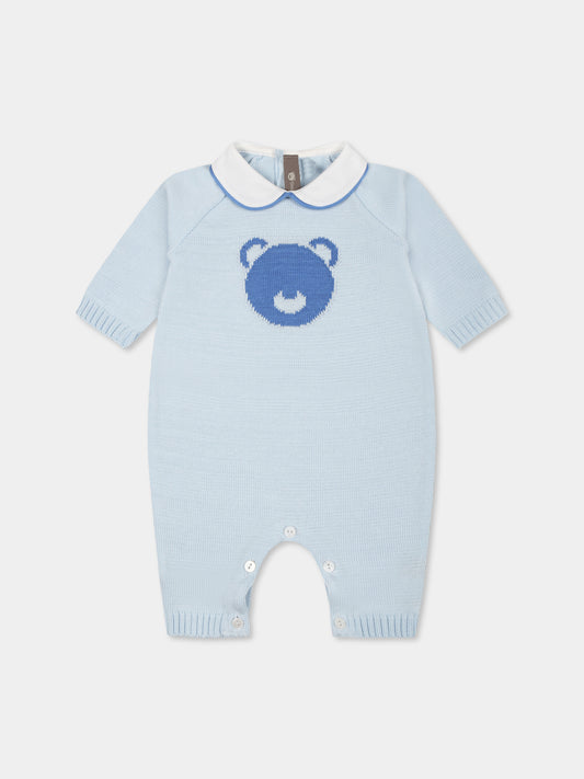Combinaison bleu clair pour bébé garçon avec ours