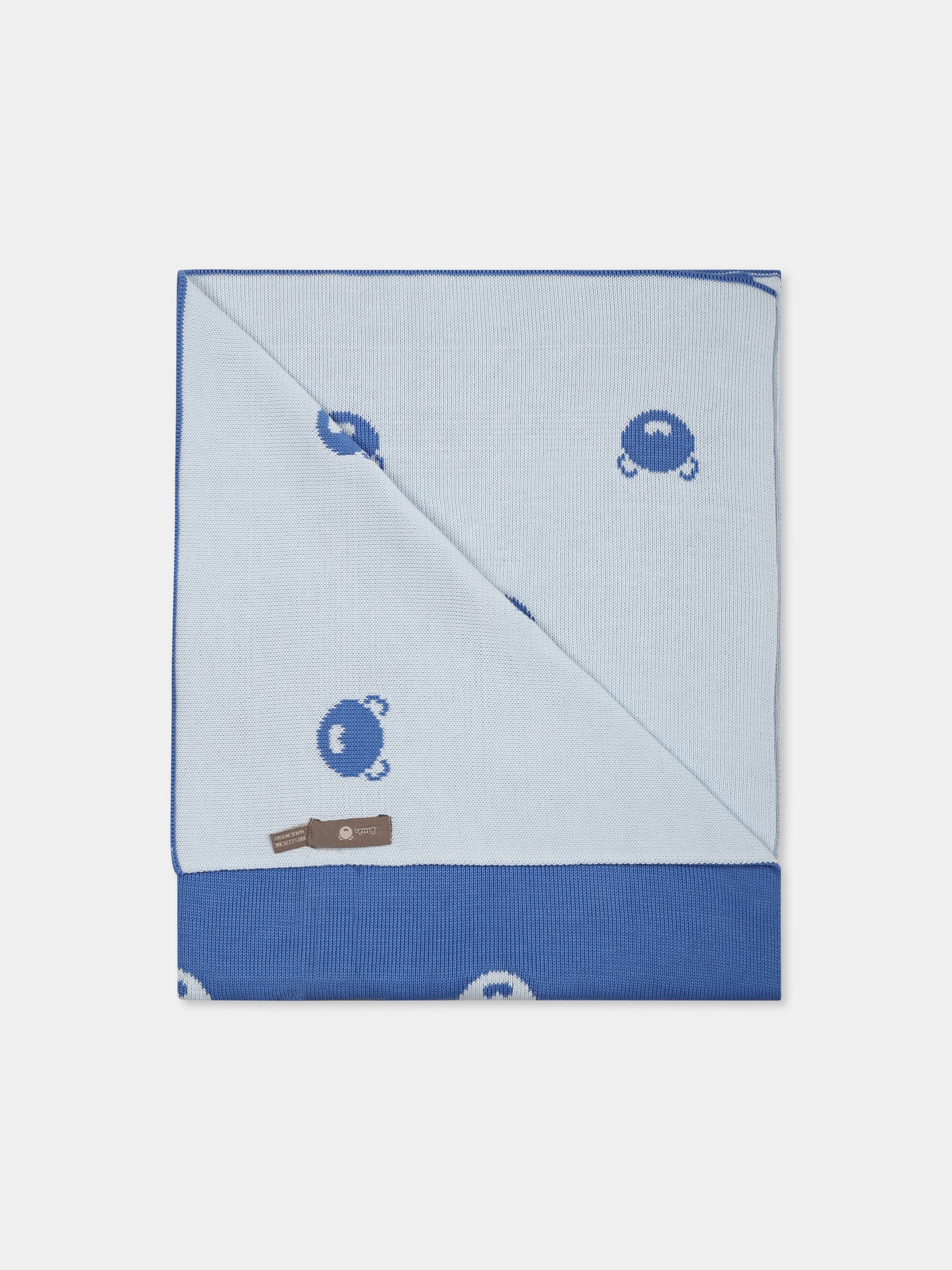 Coperta azzurra per neonato con orsetto all over,Little Bear,1100 AZZURRO