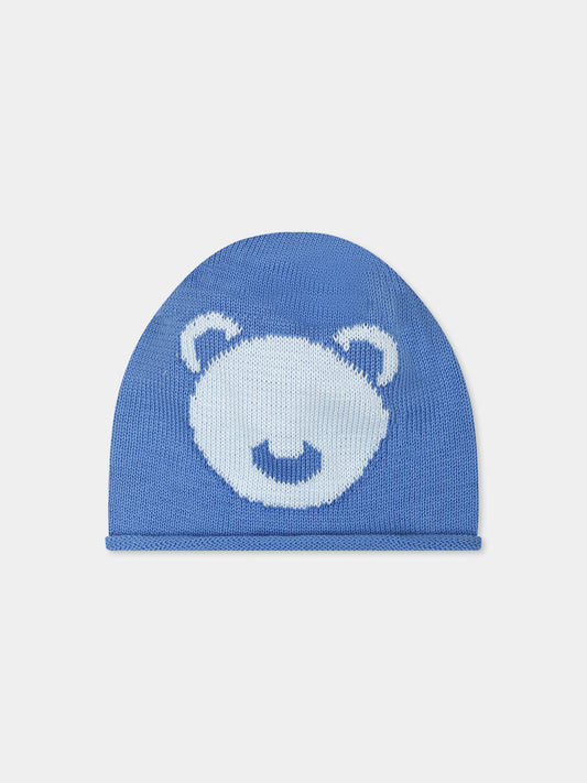 Cappello azzurro per neonato con orsetto,Little Bear,1104 AZZURRO/CIELO