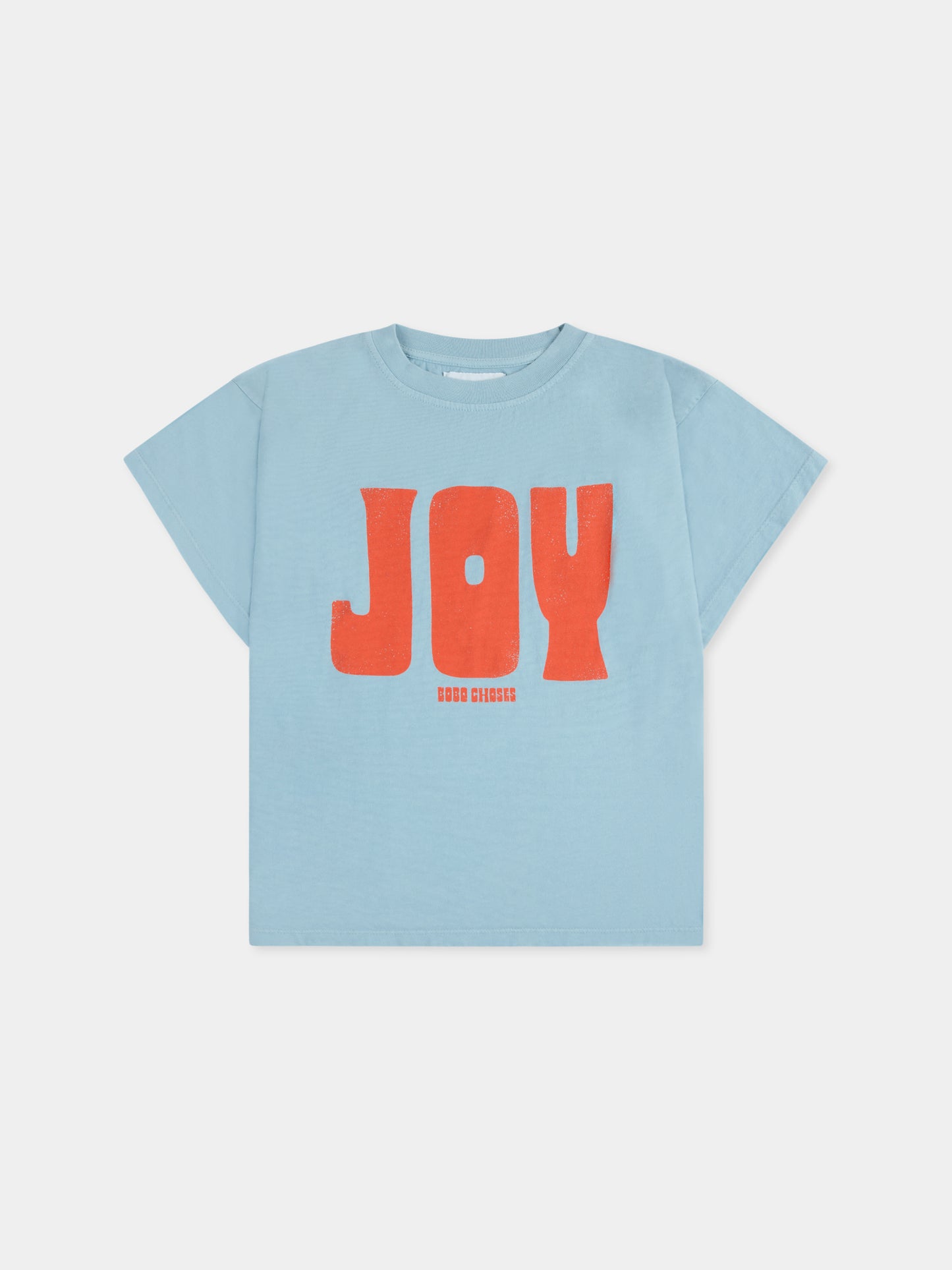 T-shirt celeste per bambini con scritta Joy,Bobo Choses,B125AC010