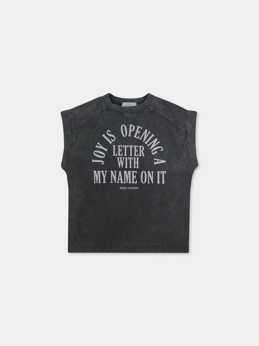 T-shirt gris pour enfants avec slogan