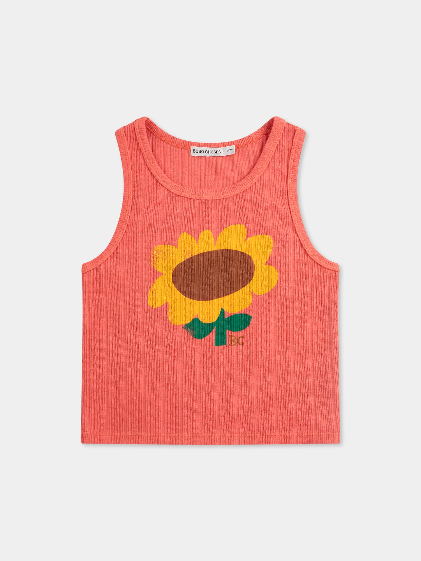 Débardeur rouge pour fille avec tournesol