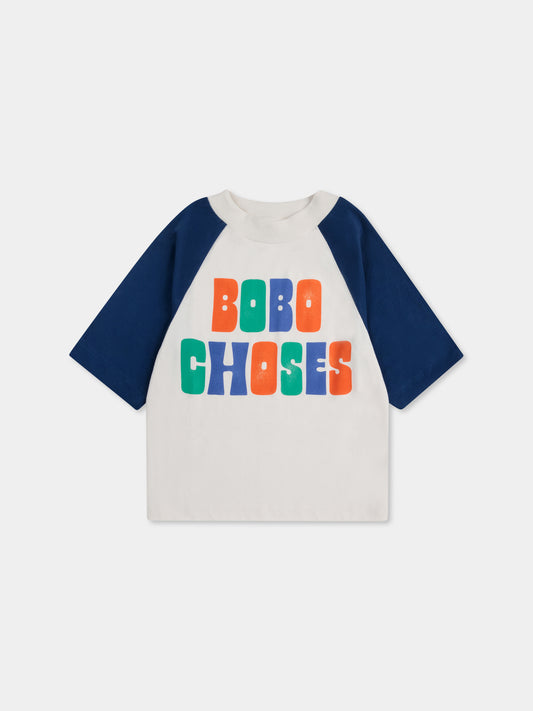 T-shirt avorio per bambini con logo,Bobo Choses,B125AC125
