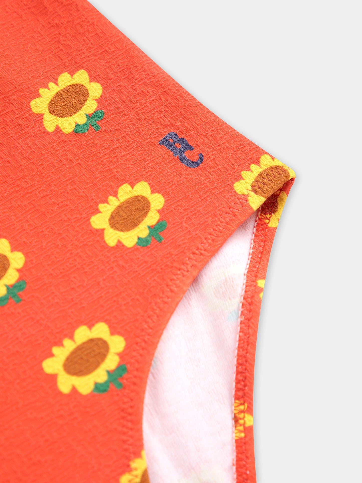Costume intero rosso per bambina con girasoli all over,Bobo Choses,B125AC114