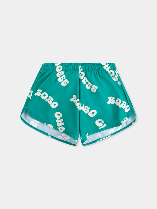 Boxer mare verde per bambino con logo all over,Bobo Choses,B125AC117