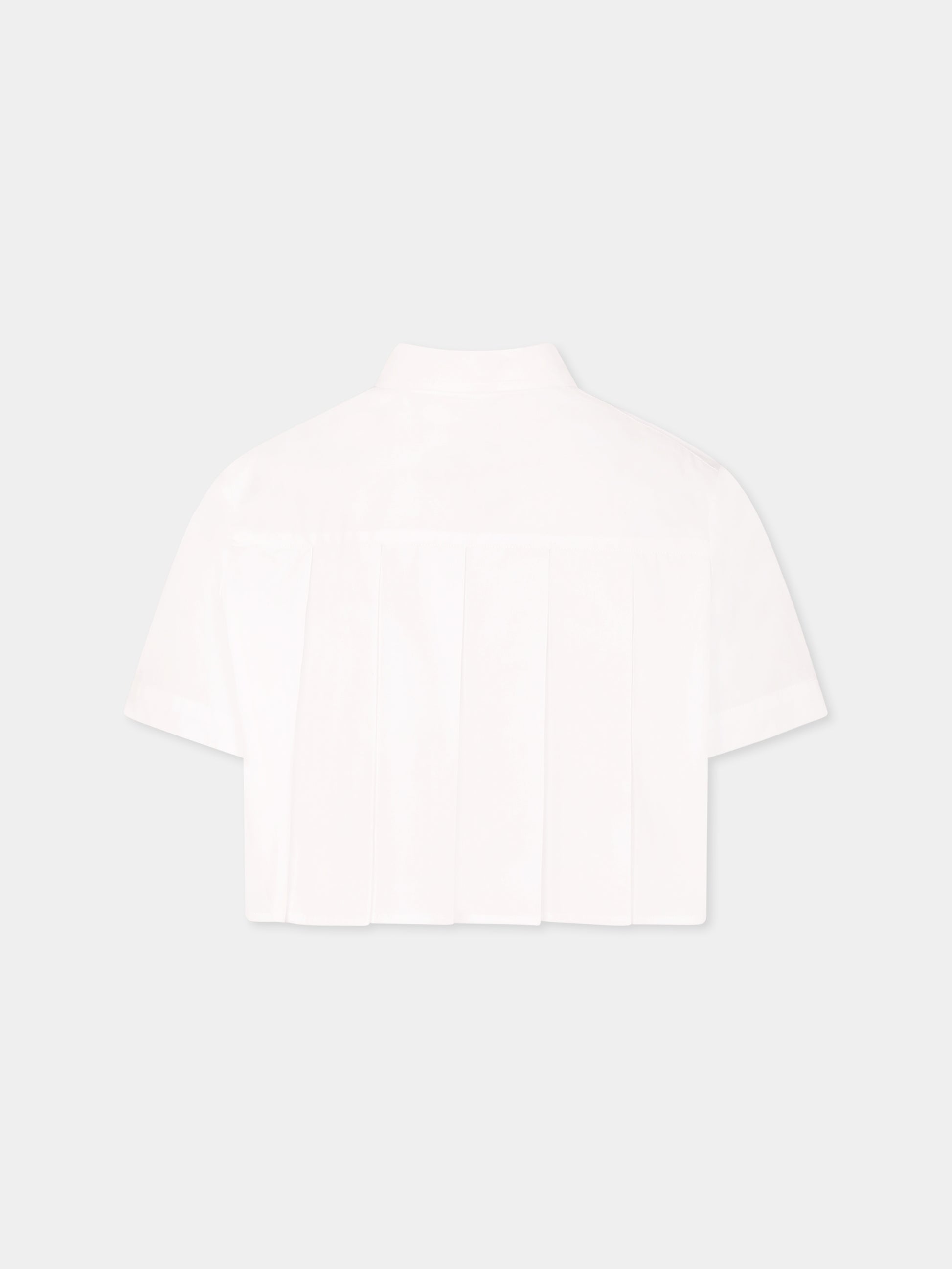 Camicia crop bianca per bambina con logo,Dondup Kids,DFCA033 0 CF026 B000