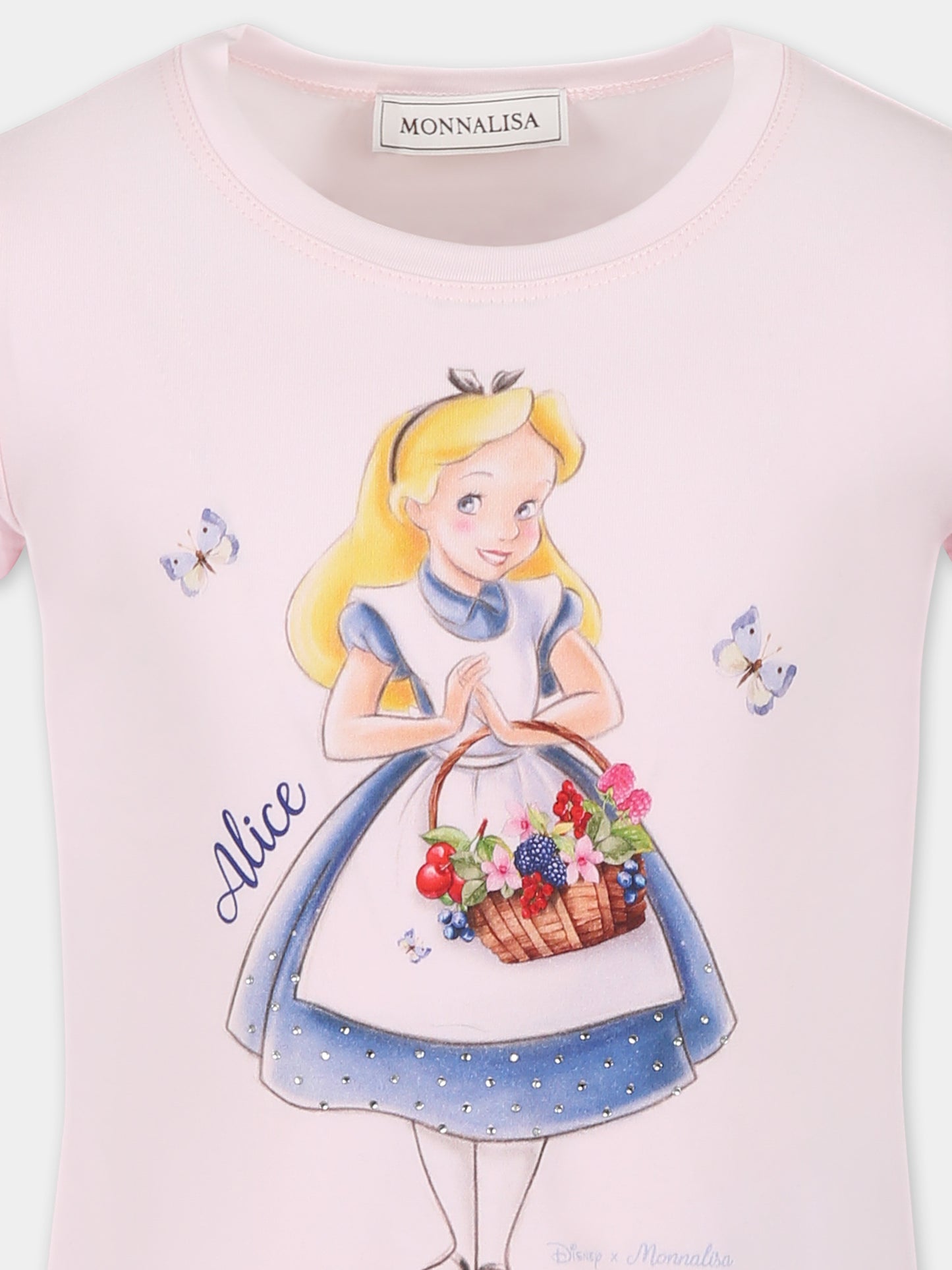 T-shirt rose pour fille avec Alice au Pays des Merveilles