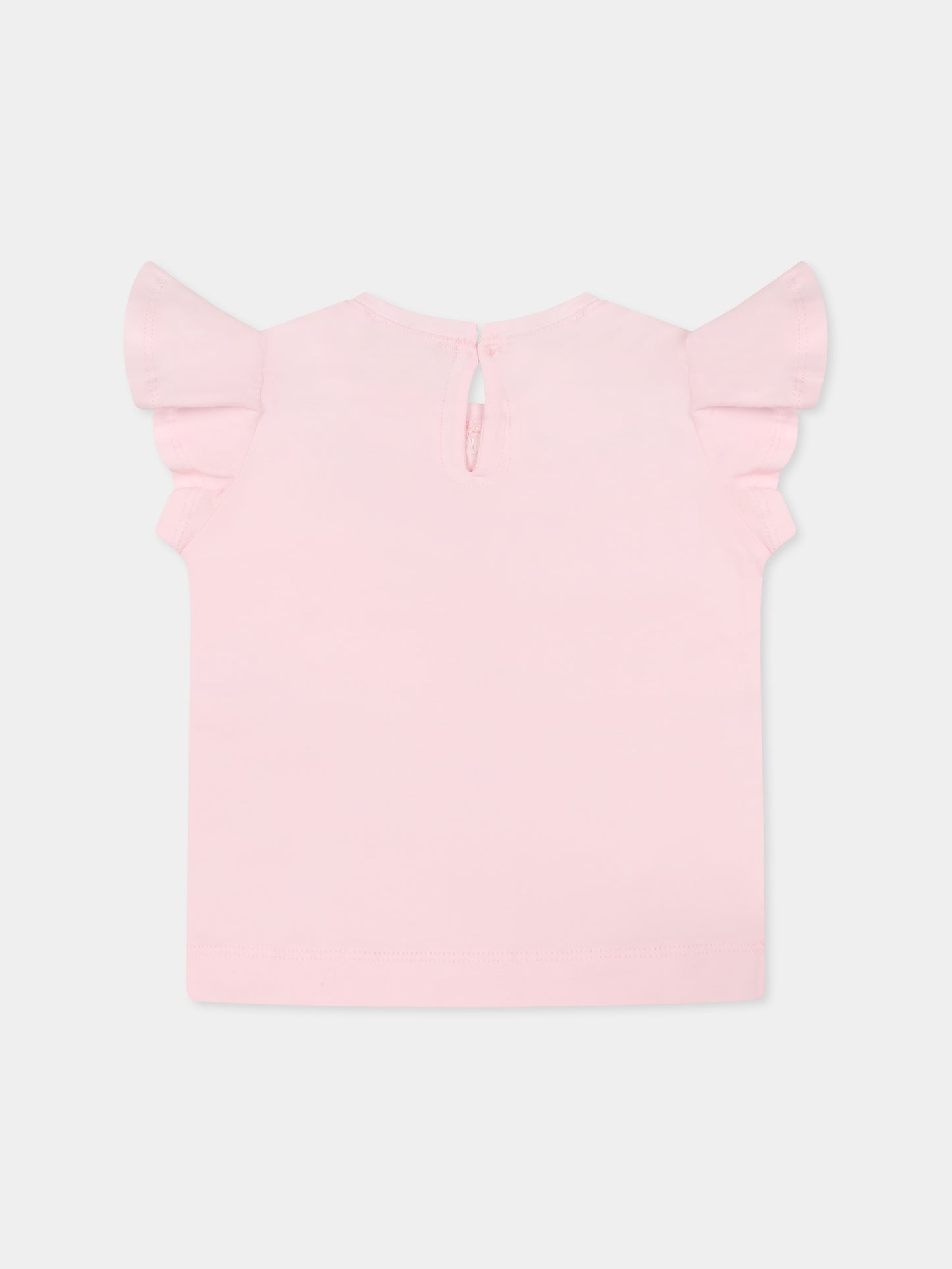 T-shirt rosa per neonata con margherite,Monnalisa,31E613 5202 0090