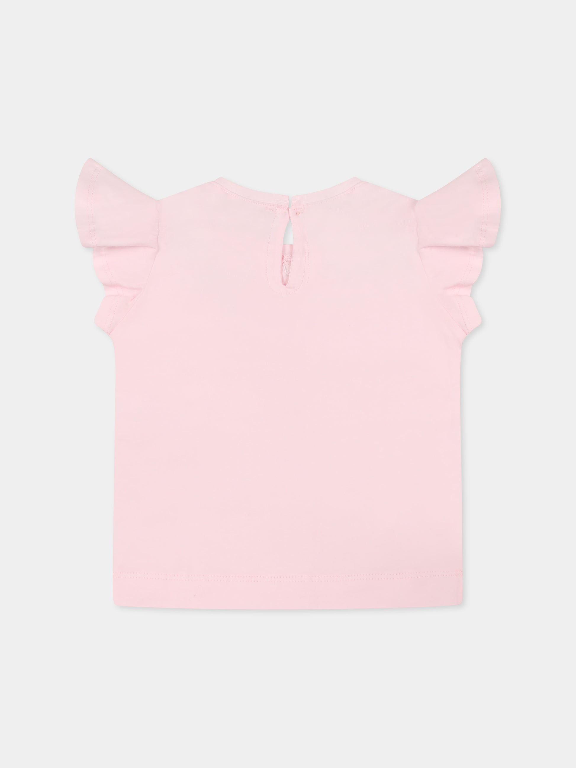 T-shirt rosa per neonata con margherite,Monnalisa,31E613 5202 0090