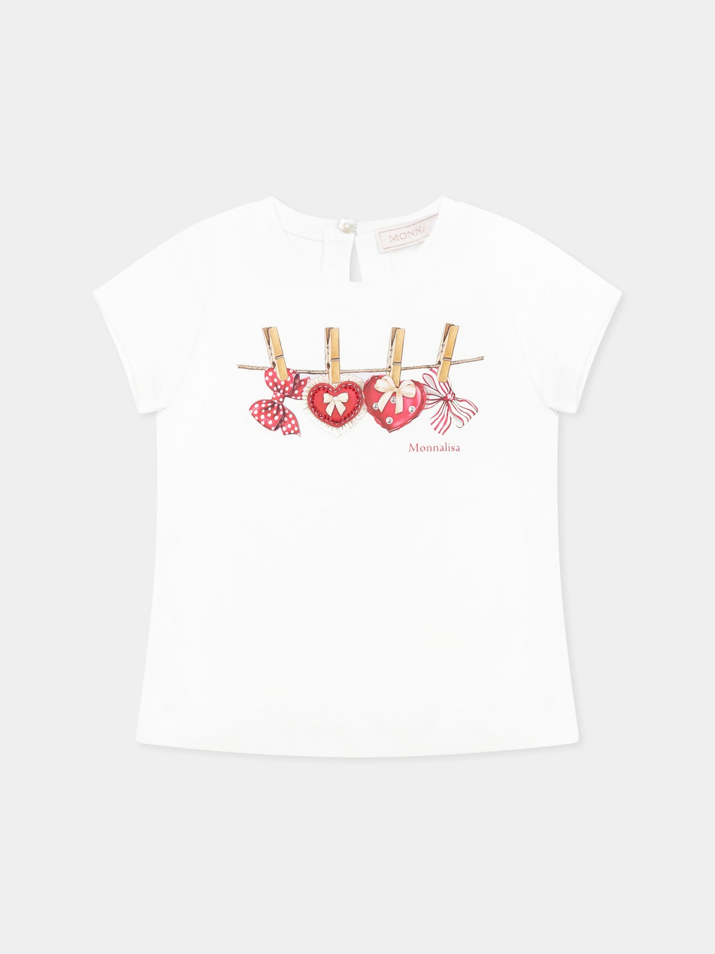 T-shirt blanc pour bébé fille avec coeurs
