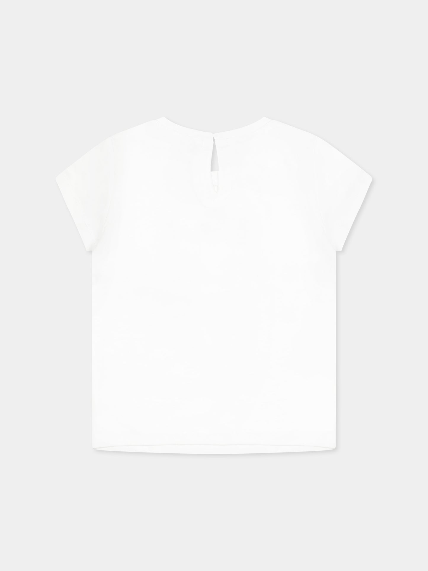T-shirt en coton blanc pour bébé fille avec chat