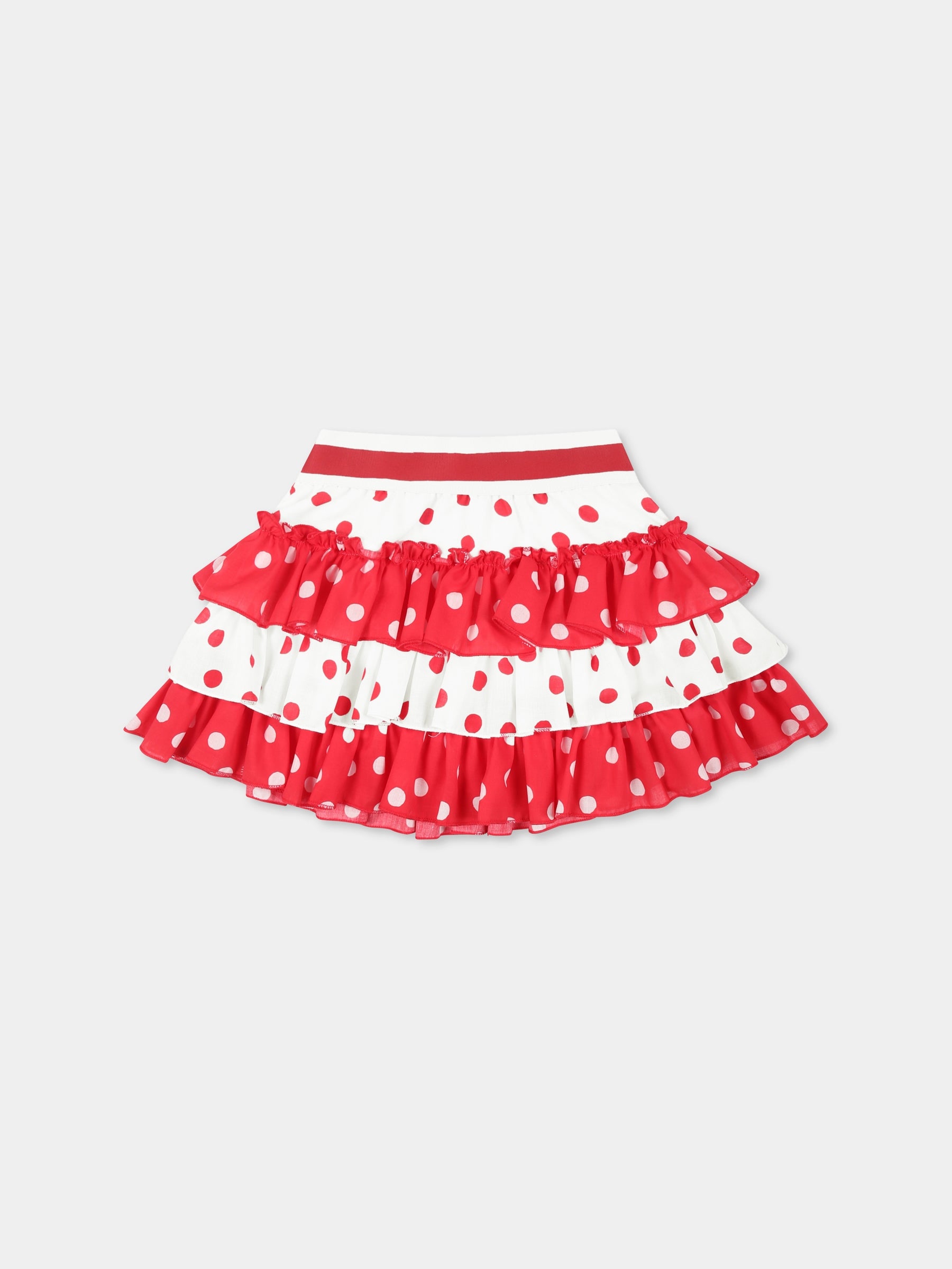 Gonna rossa per neonata con pois all over,Monnalisa,31E704 5600 9944