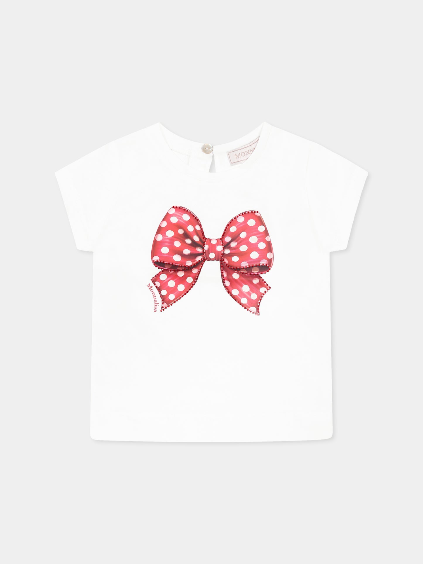 T-shirt blanc pour bébé fille avec nœud