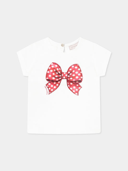 T-shirt blanc pour bébé fille avec nœud