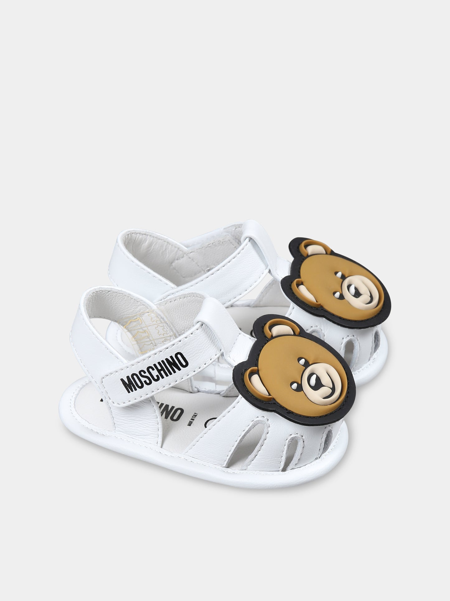 Ragnetti bianchi per neonati con Teddy Bear,Moschino Kids,80387 1