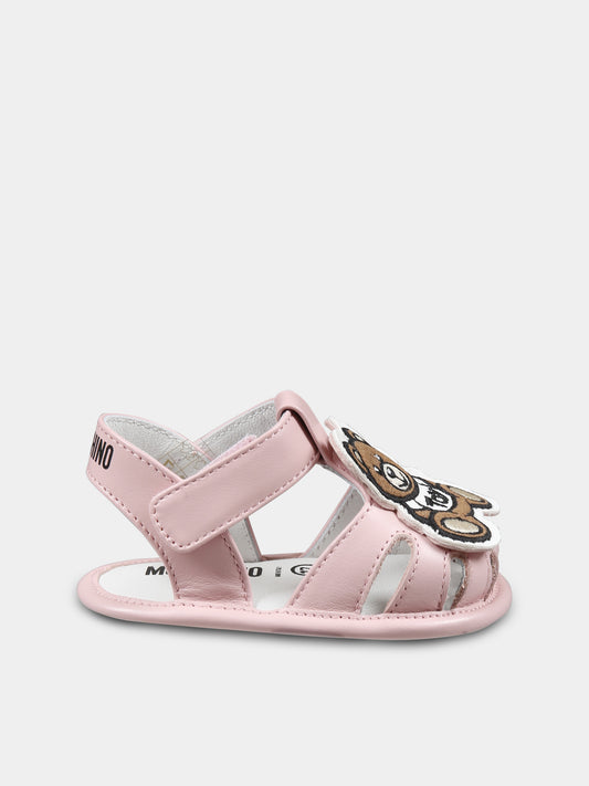 Ragnetti rosa per neonata con Teddy Bear,Moschino Kids,80386 1