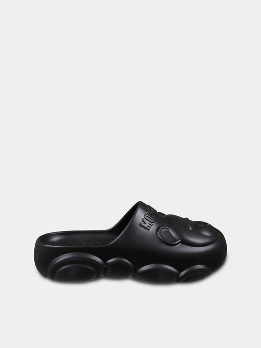 Sabot neri per bambini con Teddy Bear,Moschino Kids,80634 1