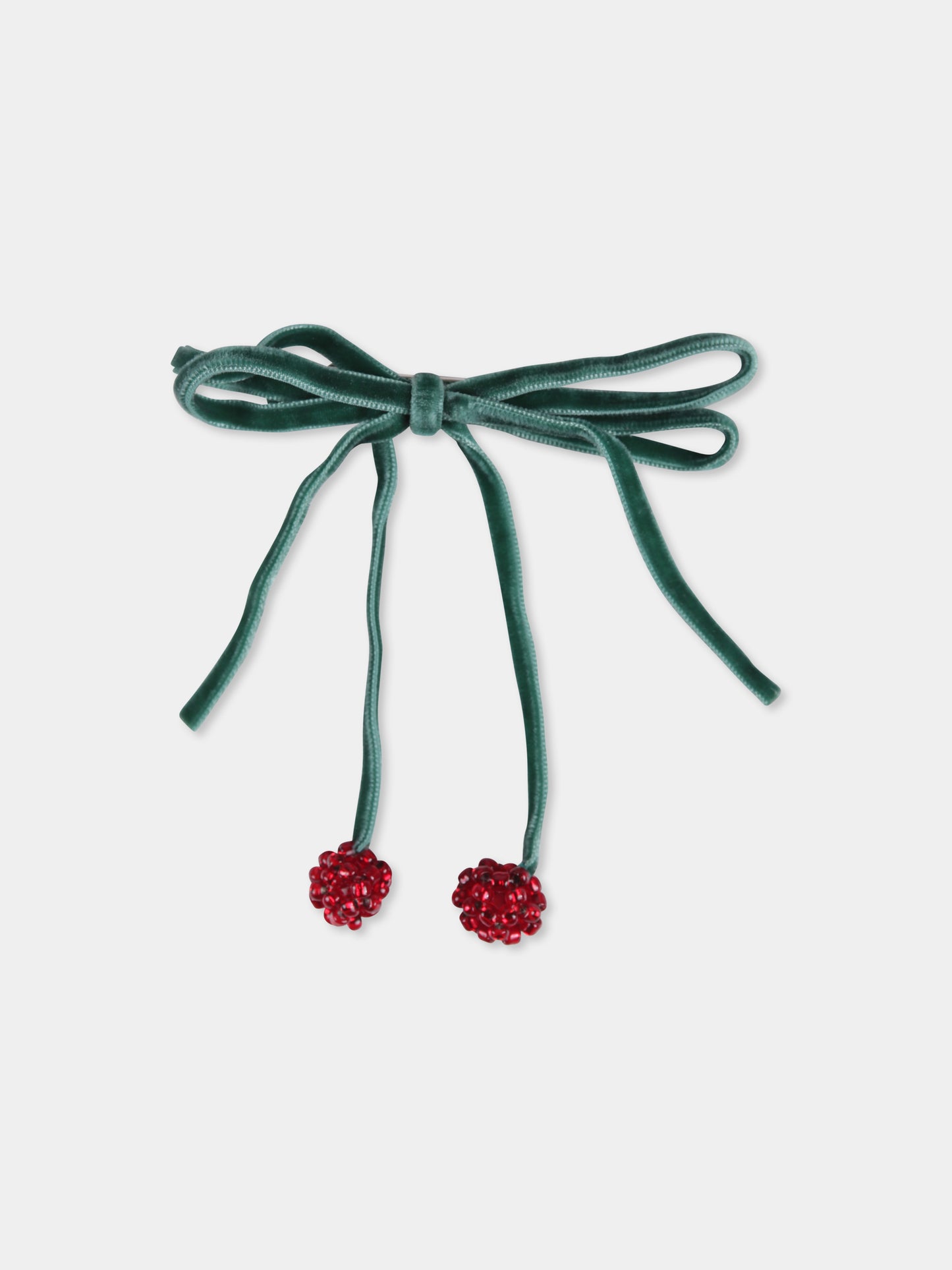 Set fermagli verde per bambina con ciliegie,Konges Sløjd,KS101850 SMOKE PINE