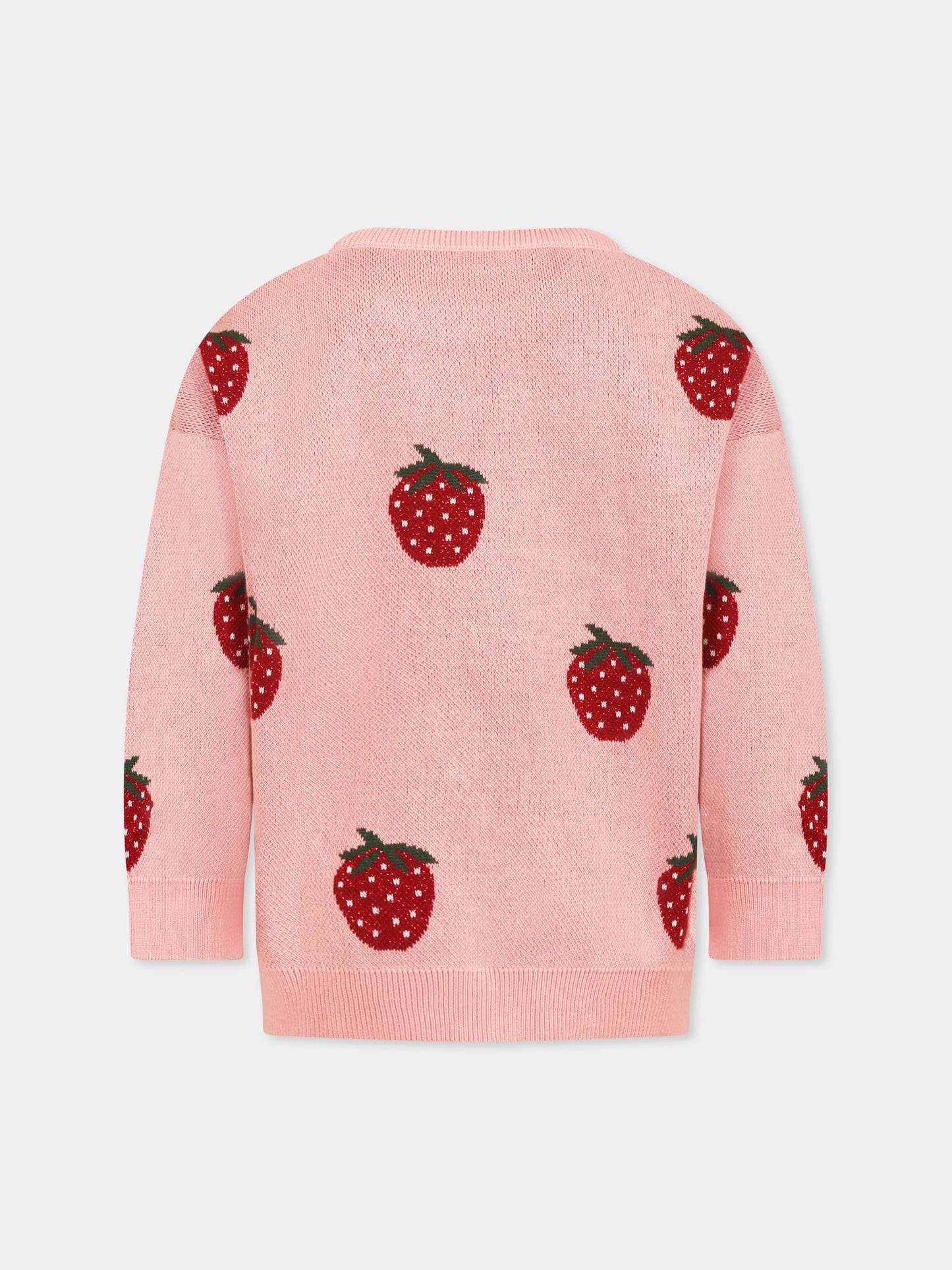 Pull rose pour fille avec fraises
