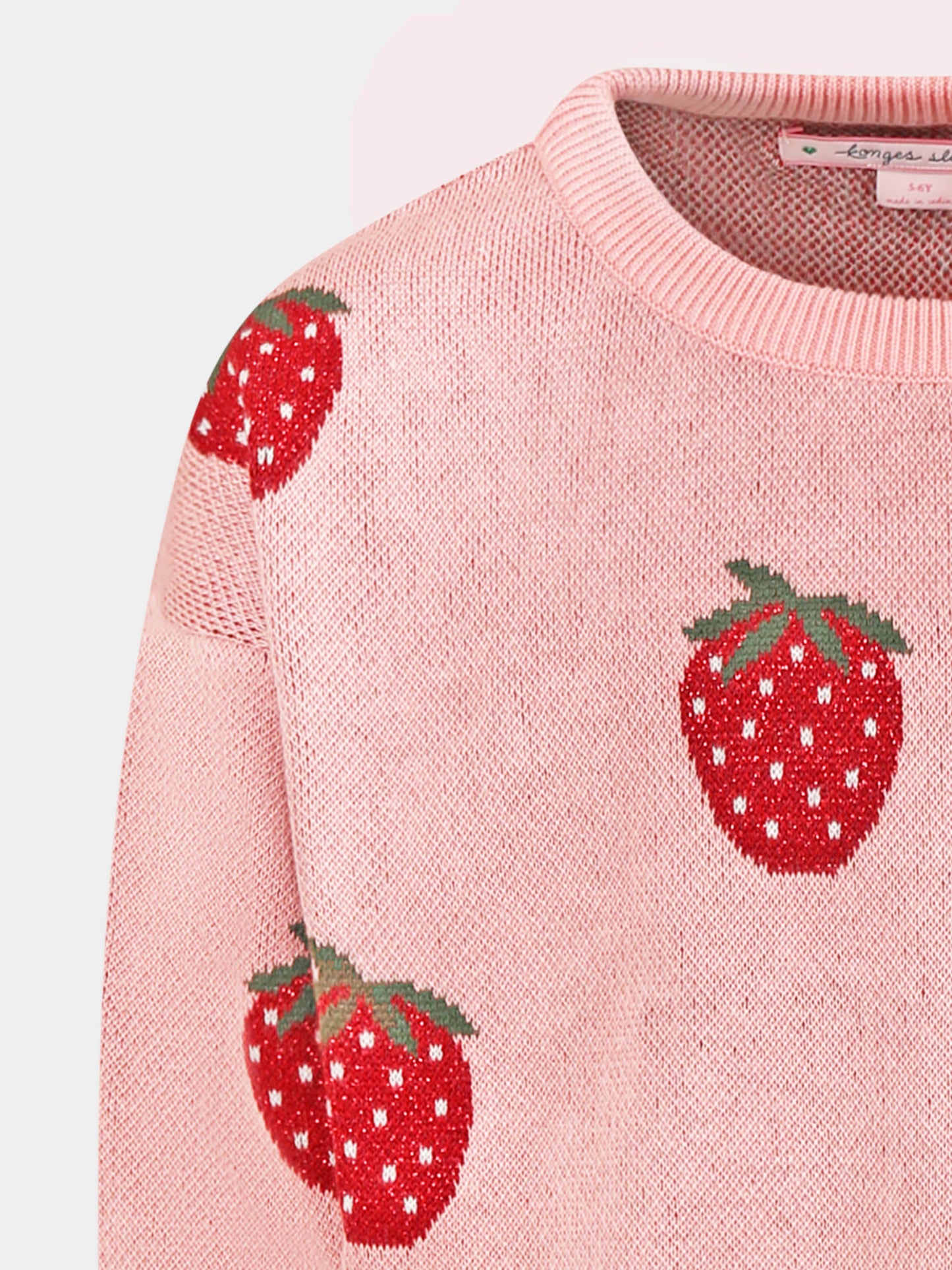 Pull rose pour fille avec fraises