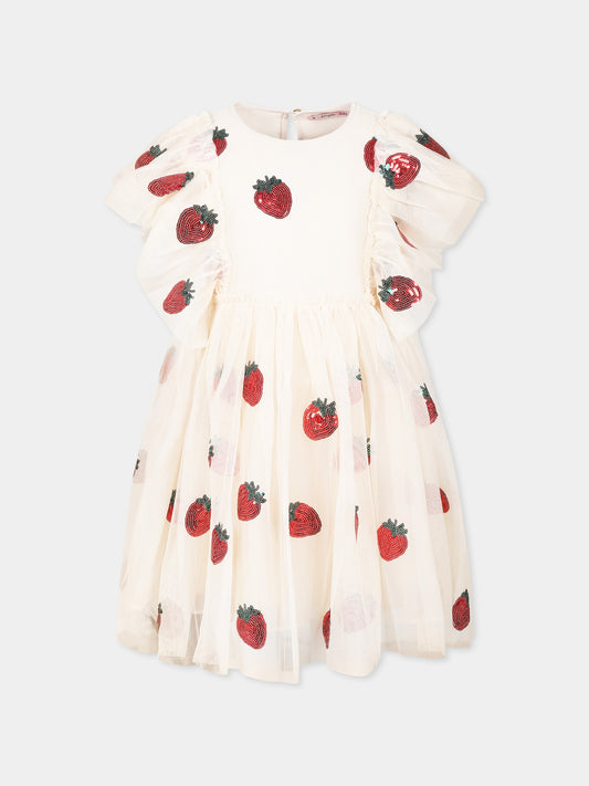 Robe rose pour fille avec fraises
