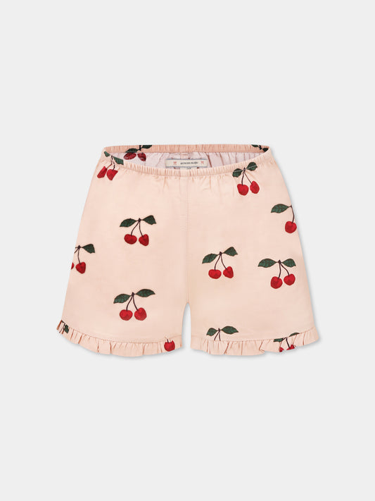 Short rose pour fille avec cerises