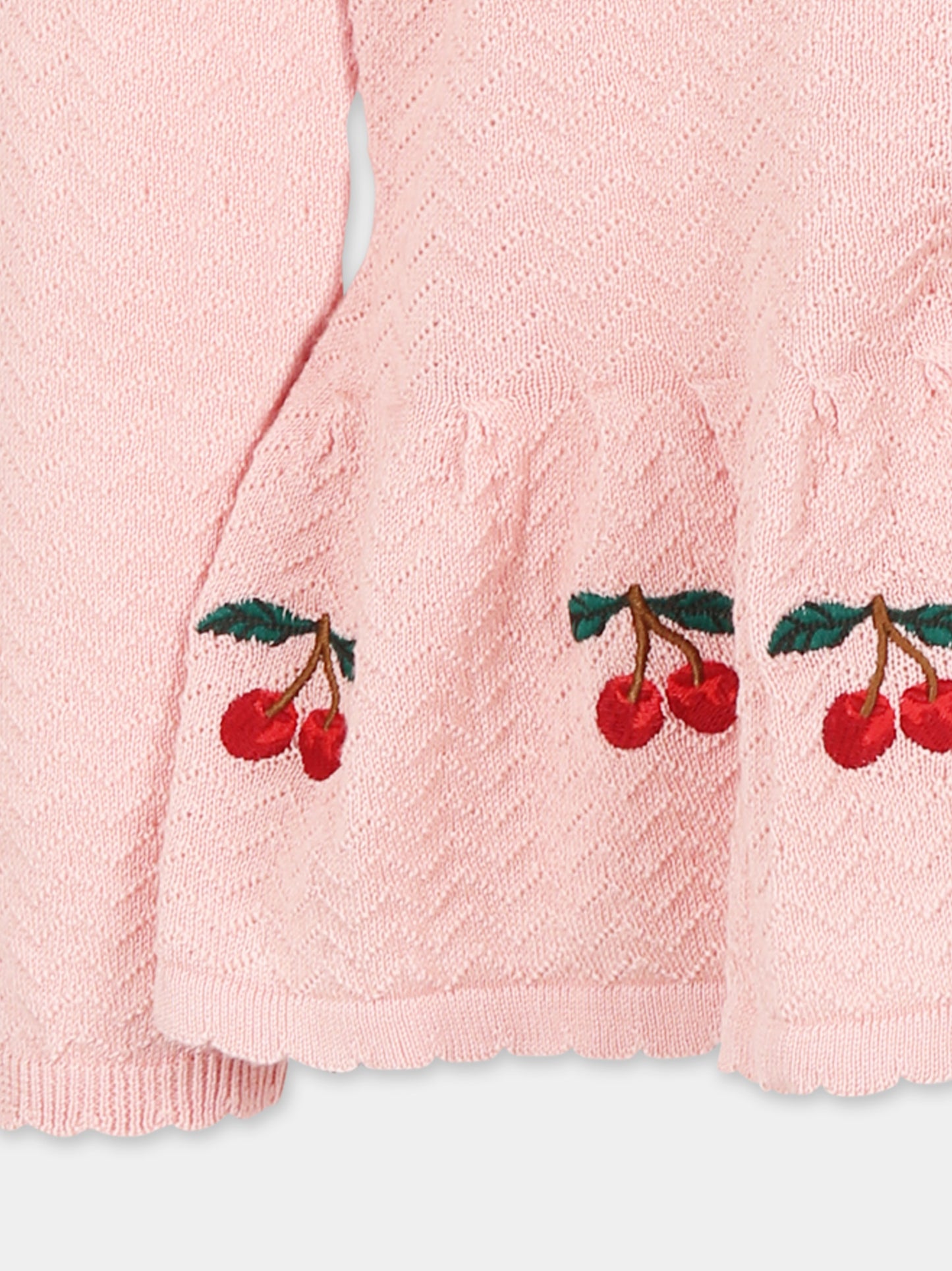 Cardigan rose pour fille avec cerises