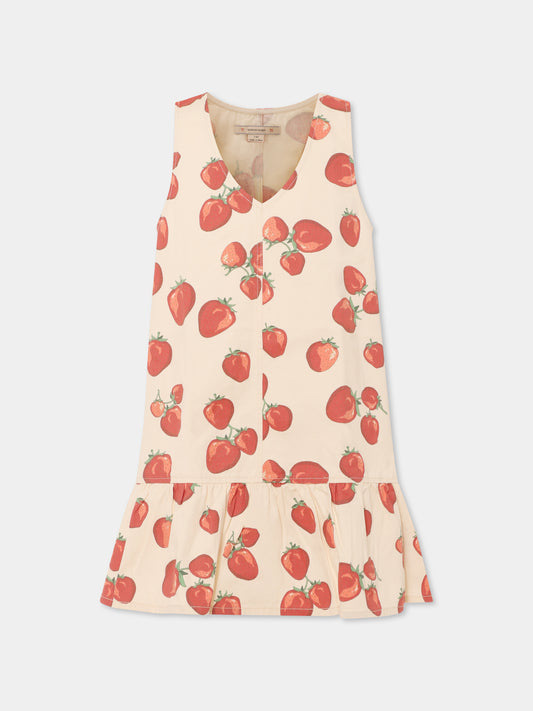 Robe ivoire pour fille avec fraises